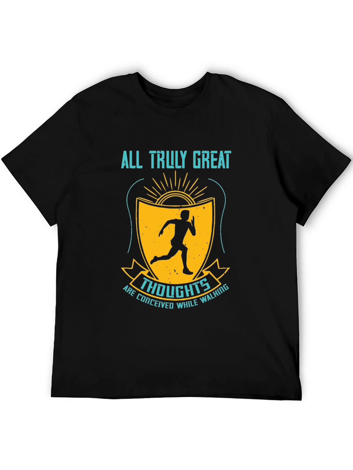 Inspirational Running T-Shirt - Great Thoughts While Walking