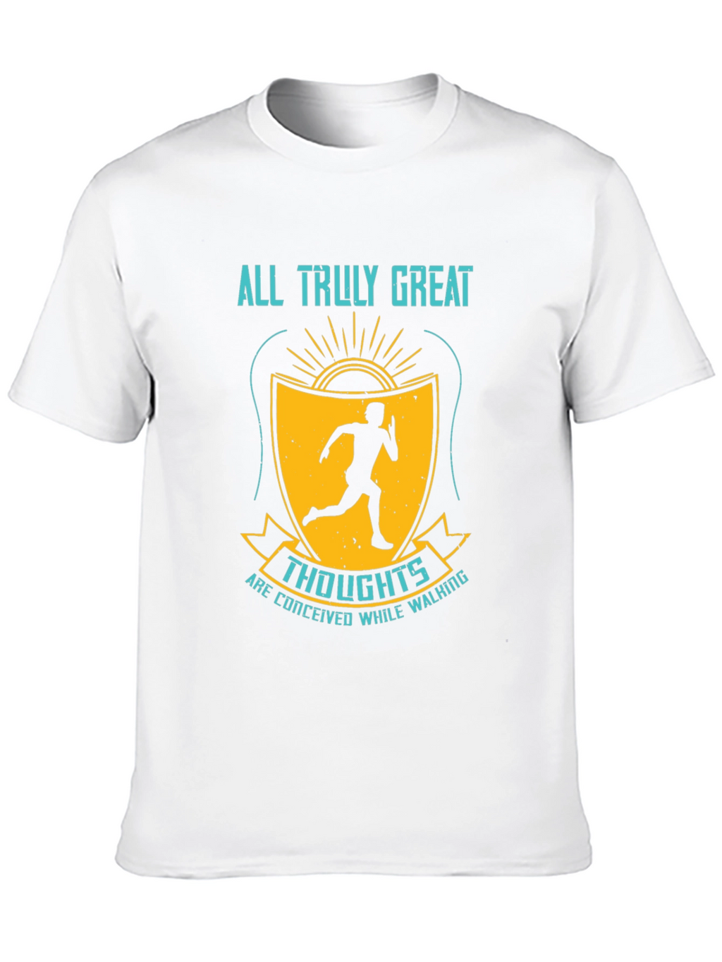 Inspirational Running T-Shirt - Great Thoughts While Walking