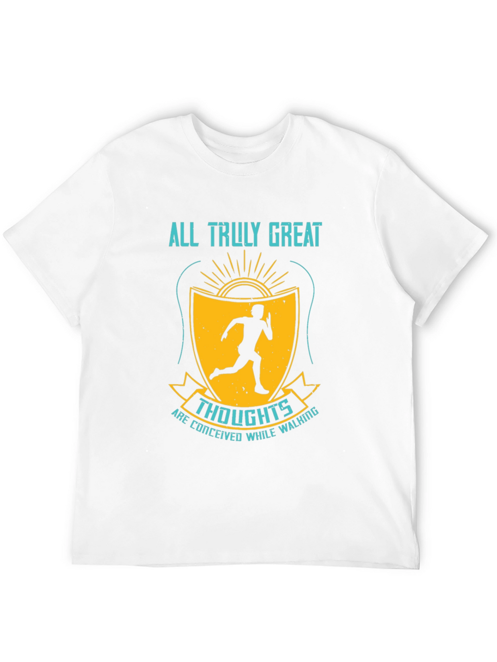 Inspirational Running T-Shirt - Great Thoughts While Walking
