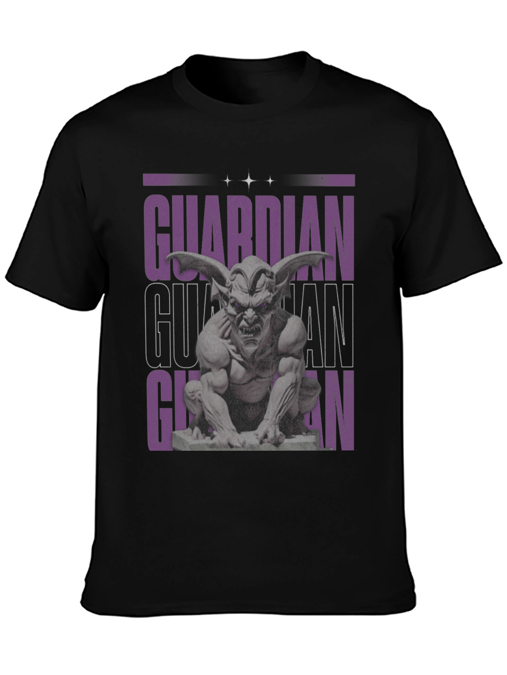 Guardian Gargoyle Graphic Tee - Black Cotton