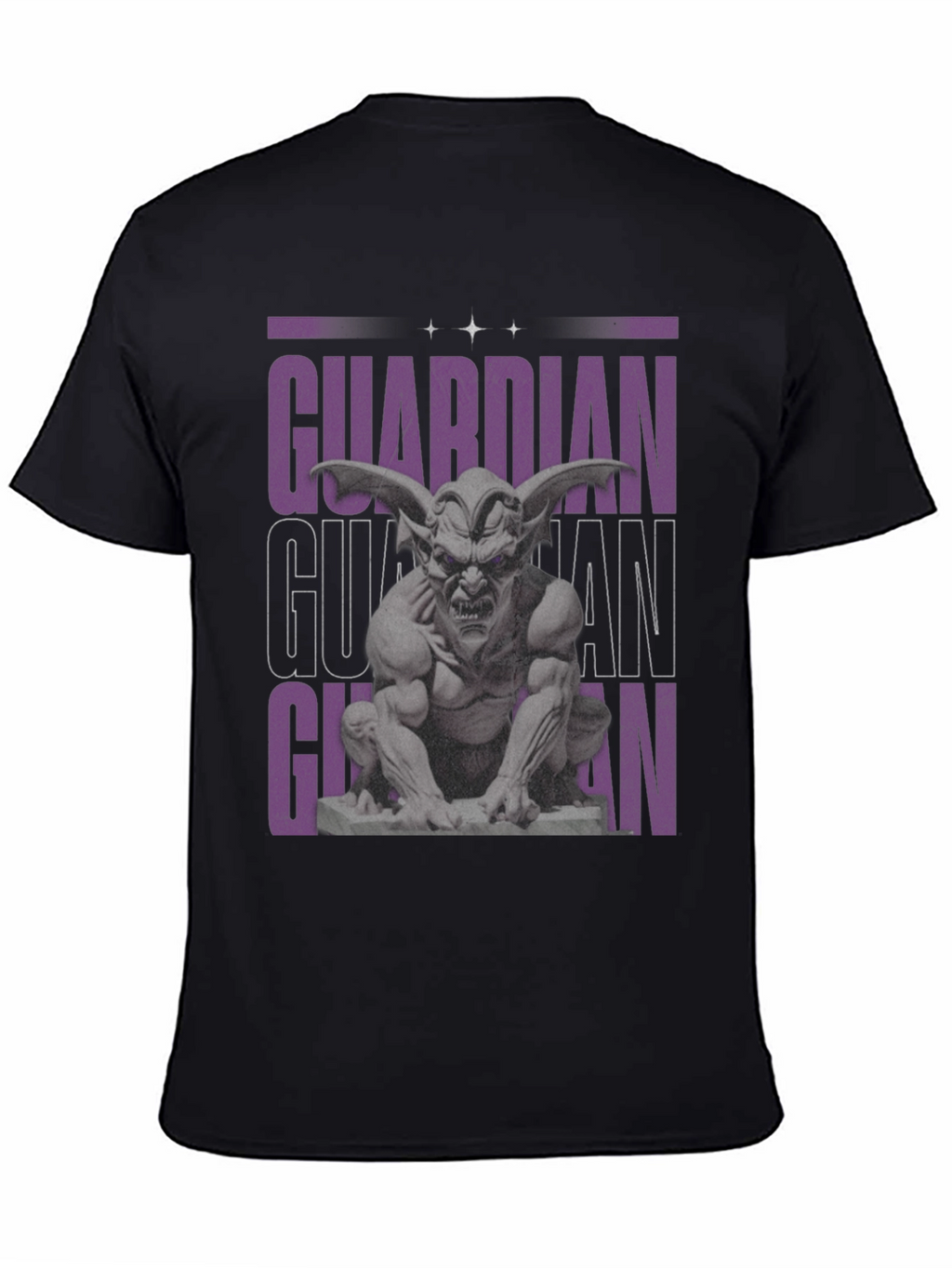 Guardian Gargoyle Graphic Tee - Black Cotton