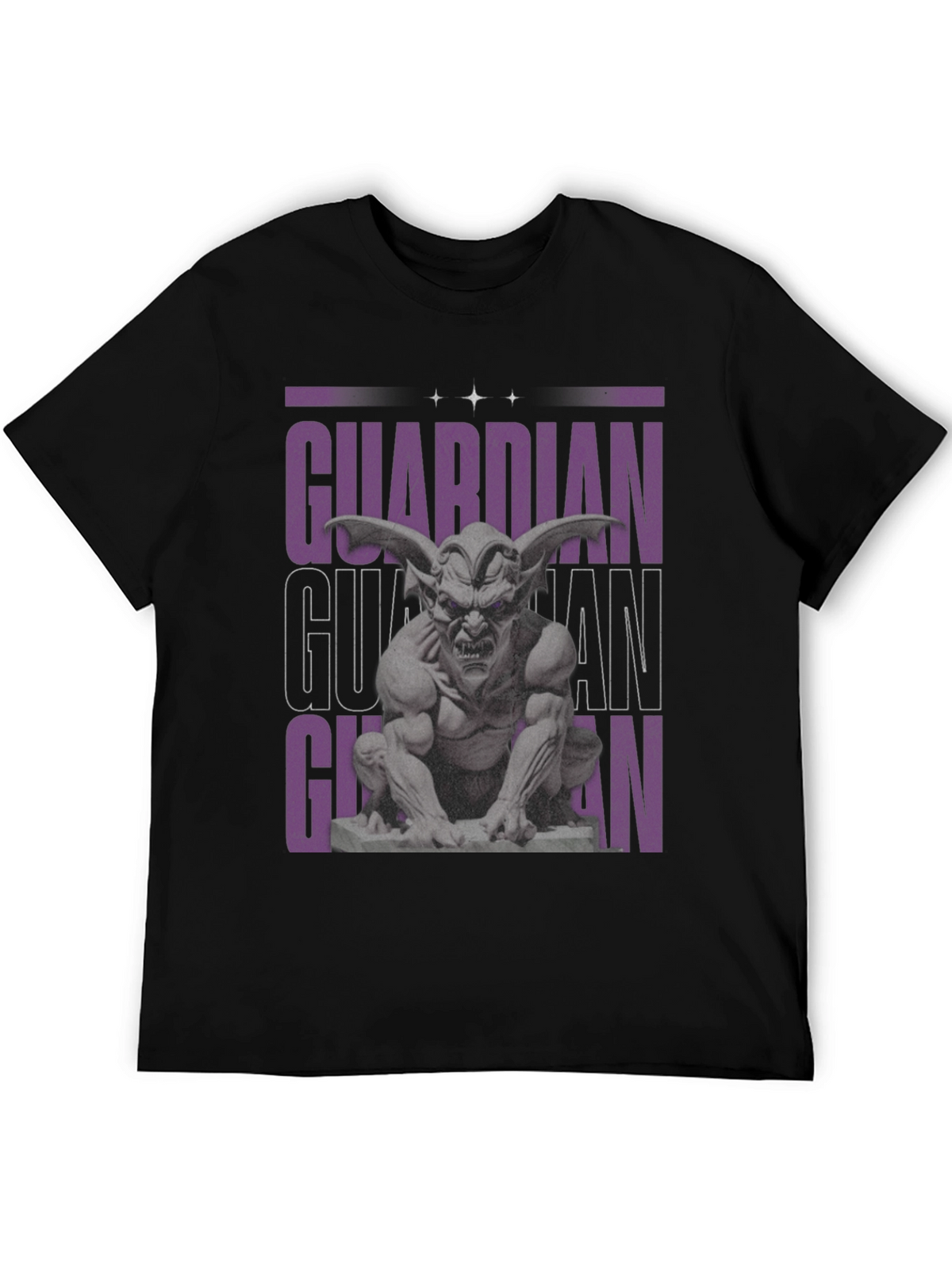 Guardian Gargoyle Graphic Tee - Black Cotton
