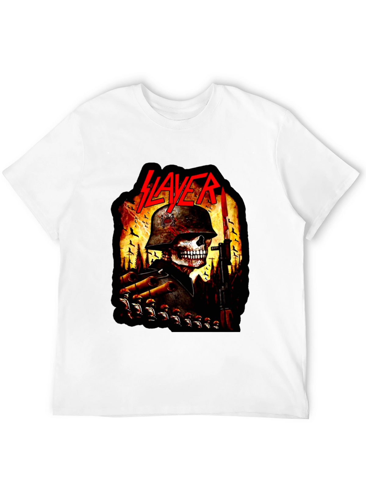 Slayer Band Skull Soldier Graphic Black T-Shirt