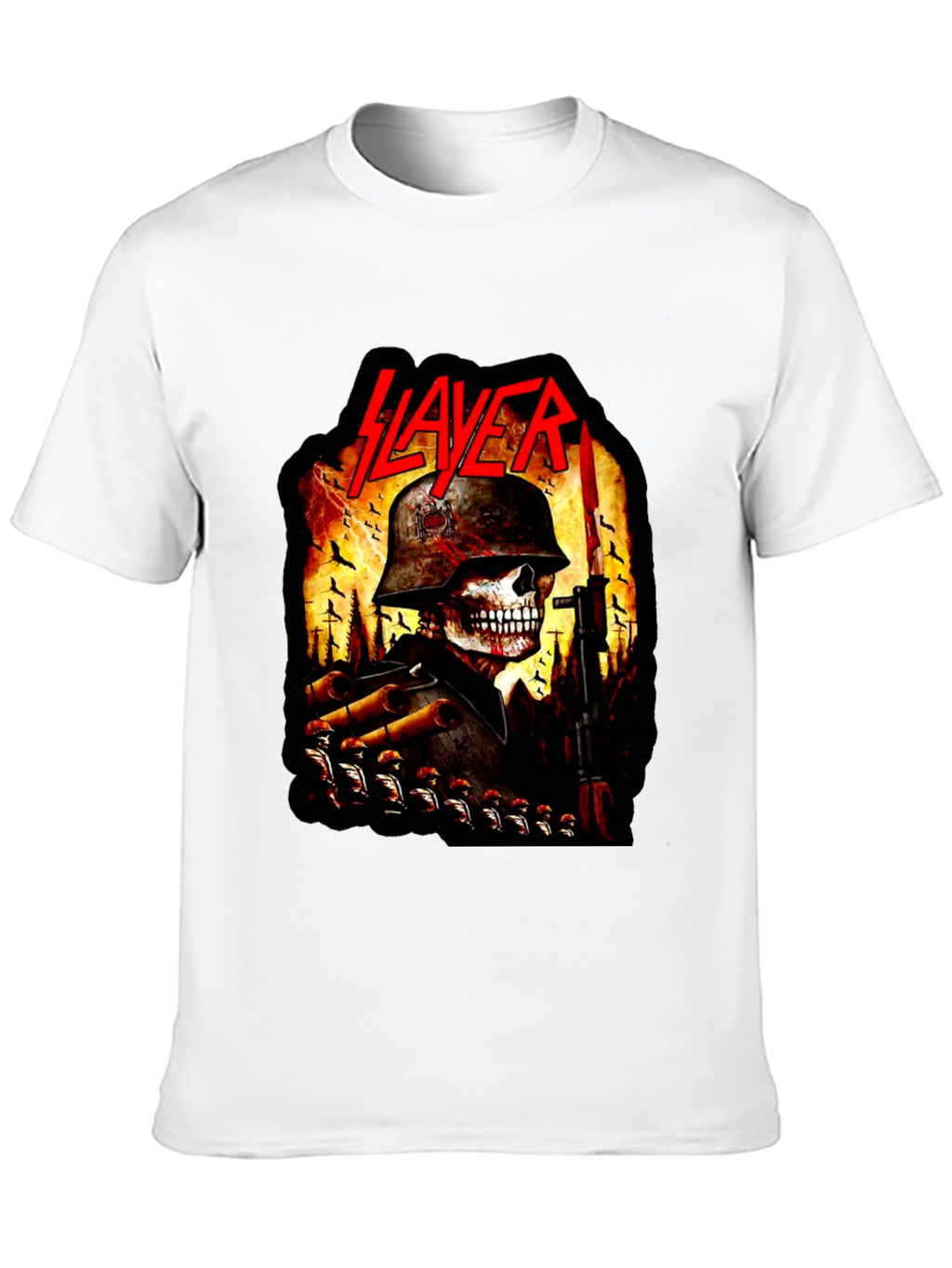Slayer Band Skull Soldier Graphic Black T-Shirt