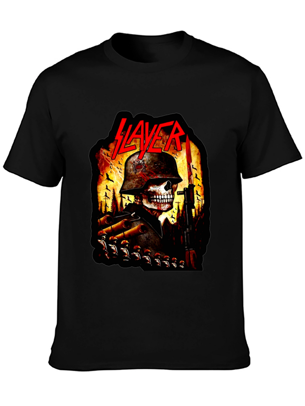 Slayer Band Skull Soldier Graphic Black T-Shirt