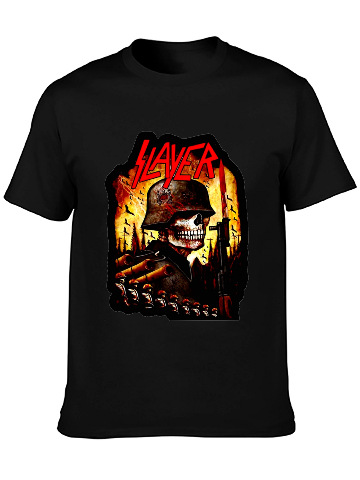 Slayer Band Skull Soldier Graphic Black T-Shirt