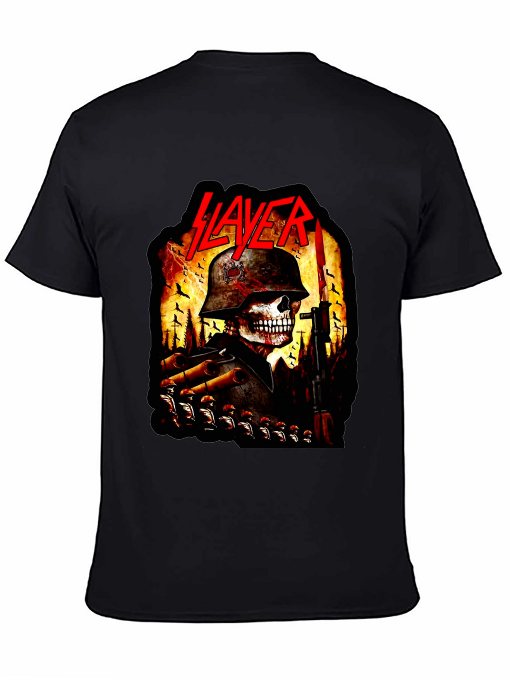 Slayer Band Skull Soldier Graphic Black T-Shirt