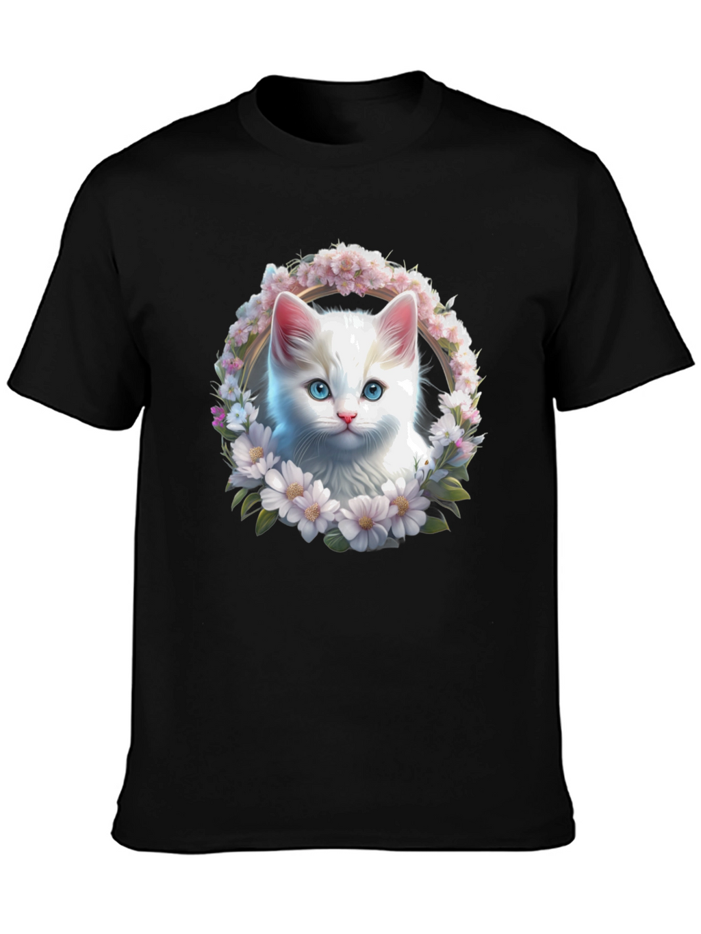 Cat Flower Wreath Graphic Tee