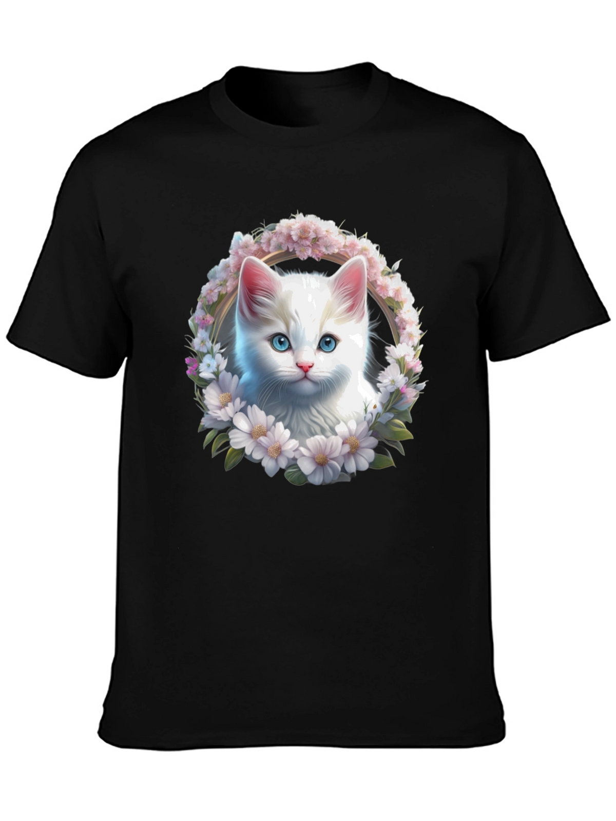 Cat Flower Wreath Graphic Tee