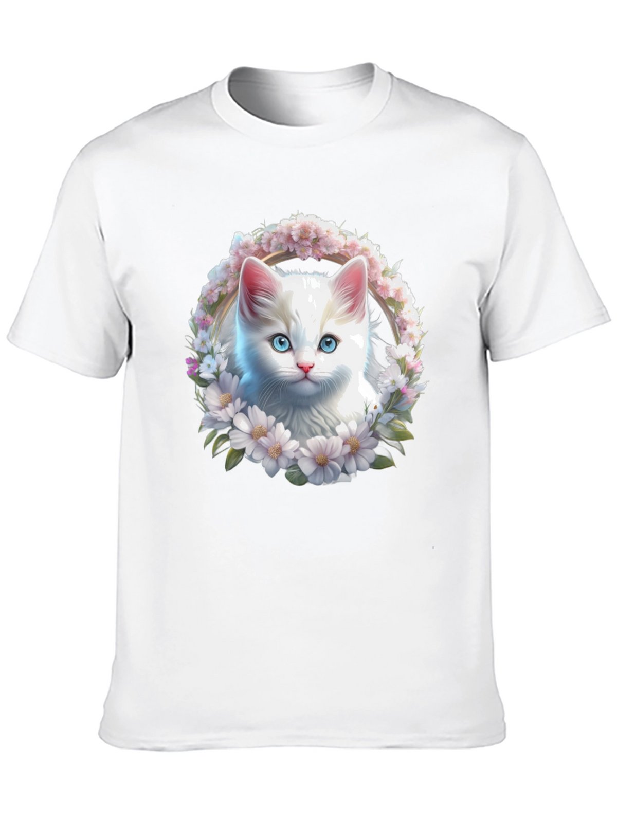 Cat Flower Wreath Graphic Tee