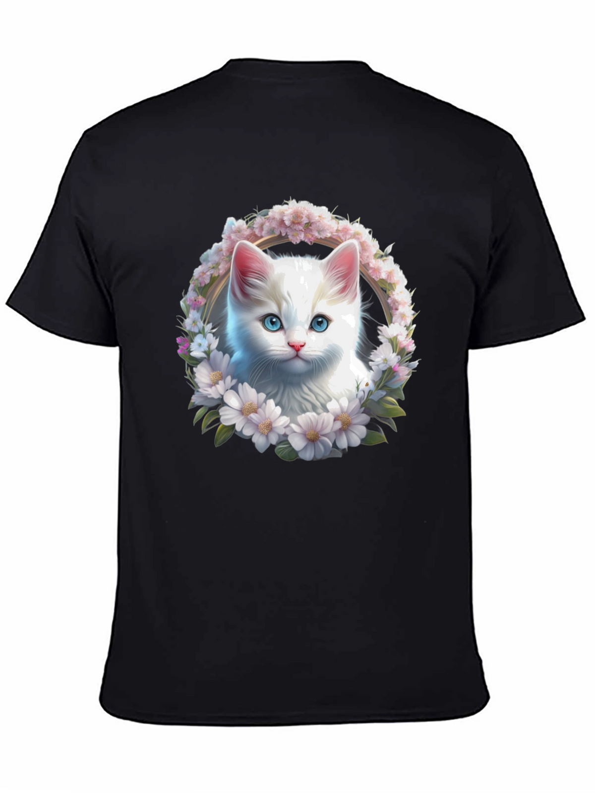 Cat Flower Wreath Graphic Tee