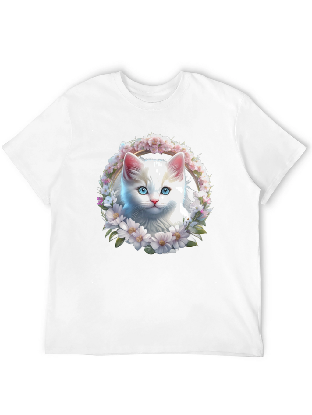 Cat Flower Wreath Graphic Tee