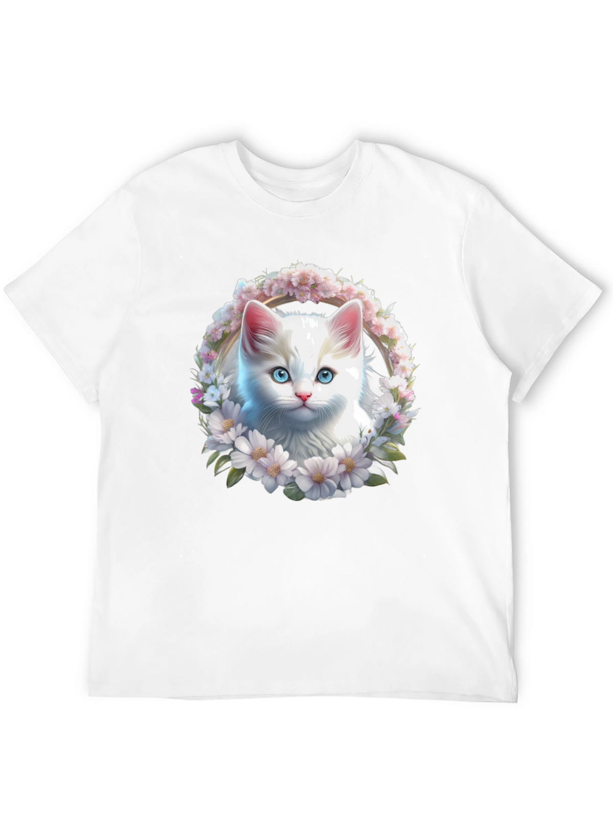 Cat Flower Wreath Graphic Tee