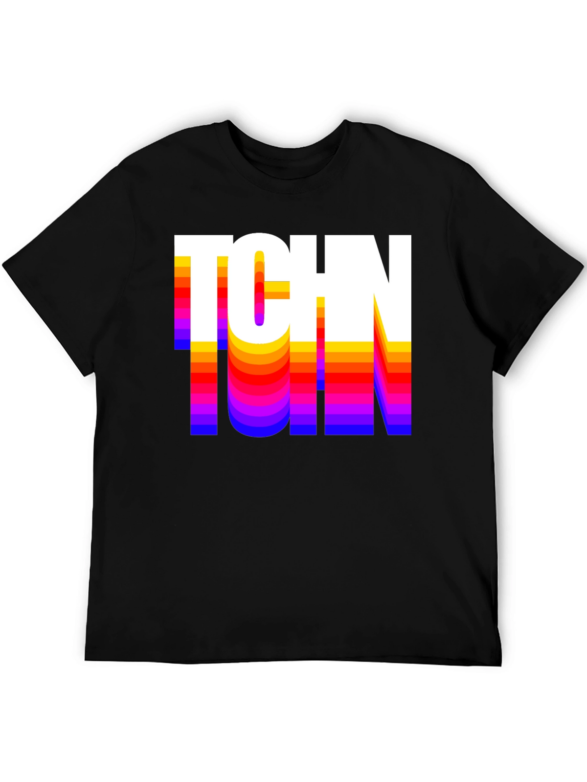 Retro TCHN Graphic Tee - Stylish Crew Neck T-Shirt