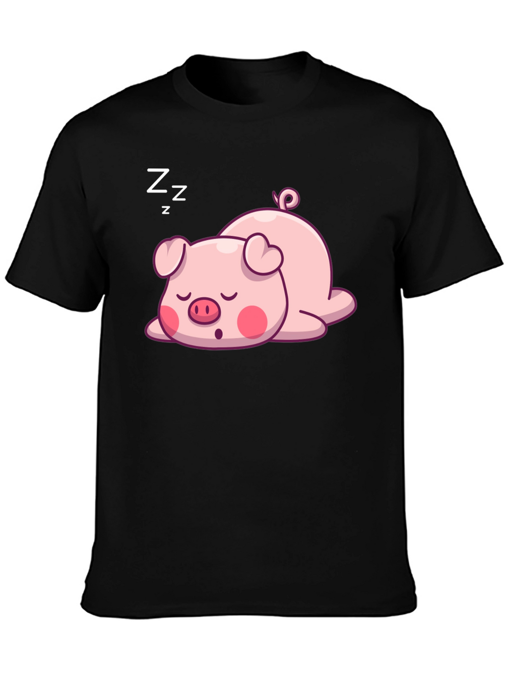 Cute Sleeping Pig Graphic T-Shirt