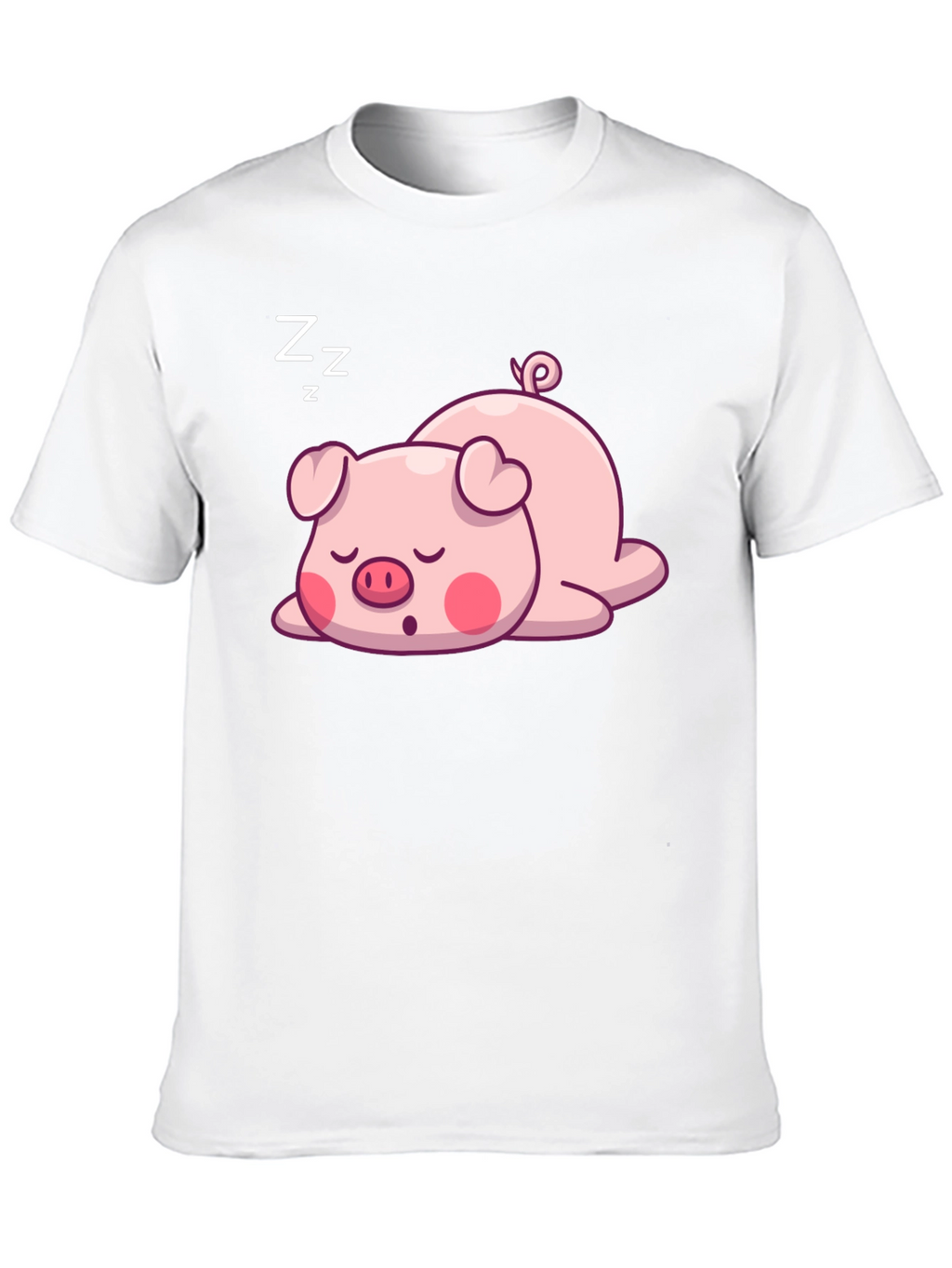 Cute Sleeping Pig Graphic T-Shirt