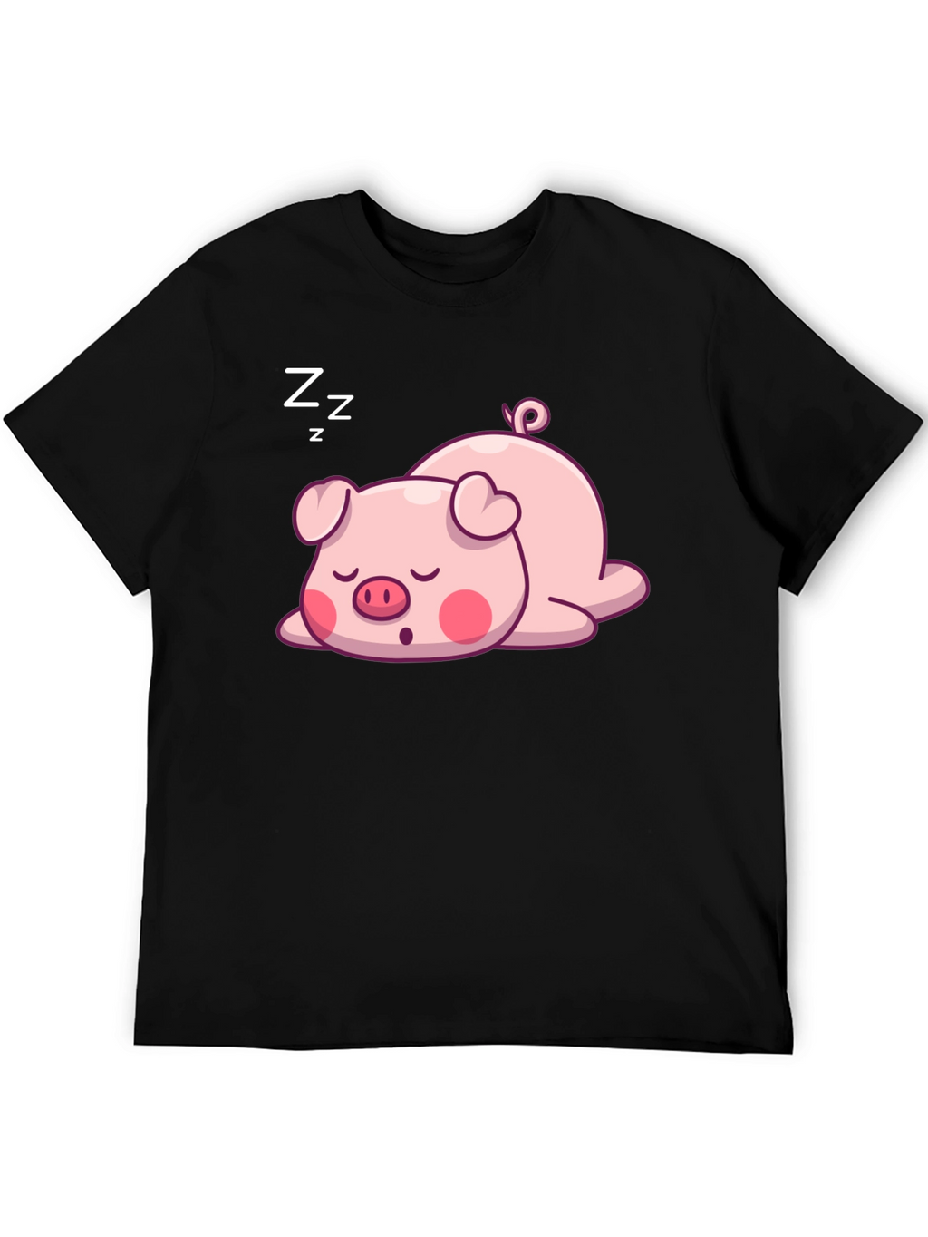 Cute Sleeping Pig Graphic T-Shirt