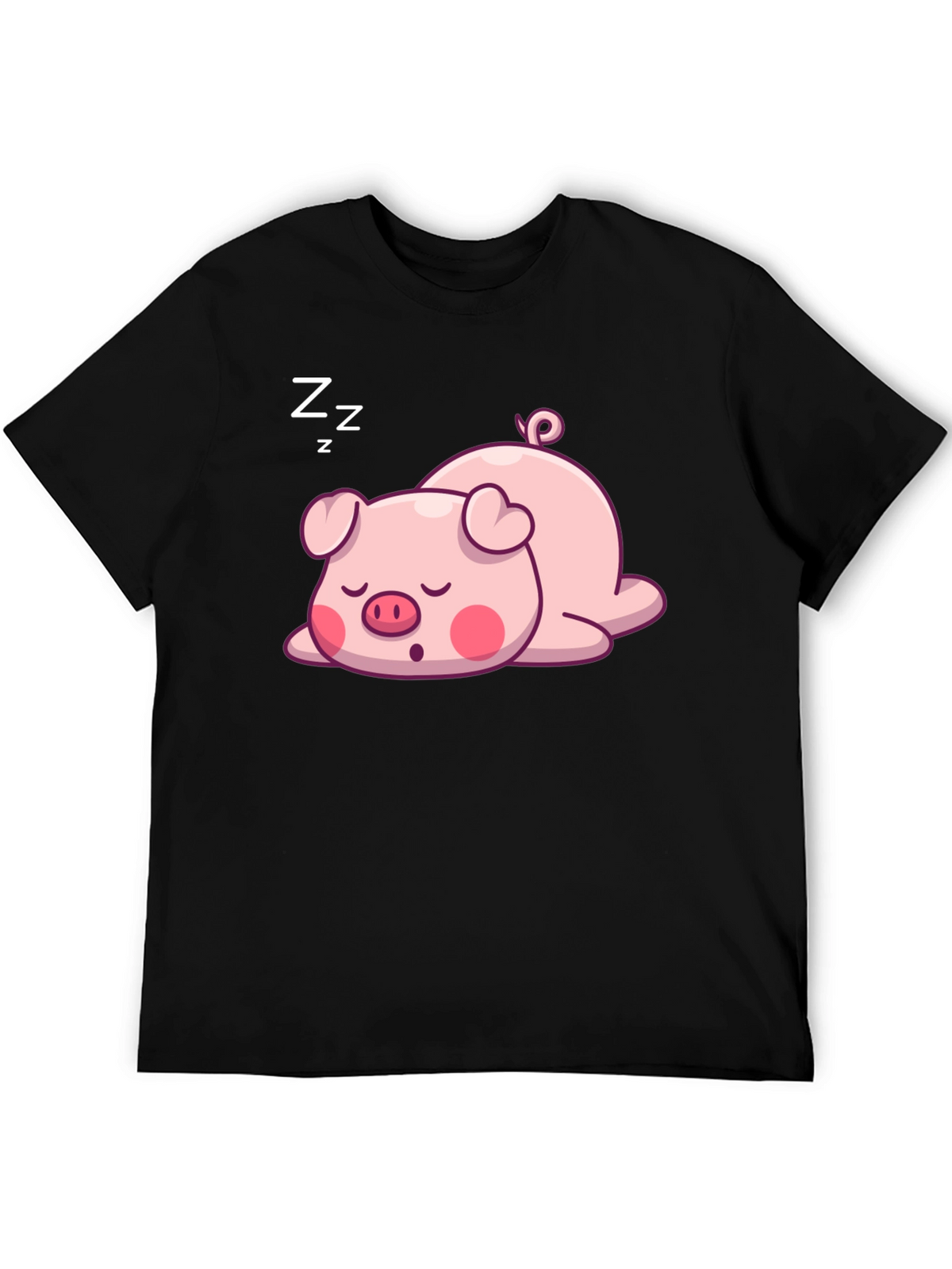 Cute Sleeping Pig Graphic T-Shirt