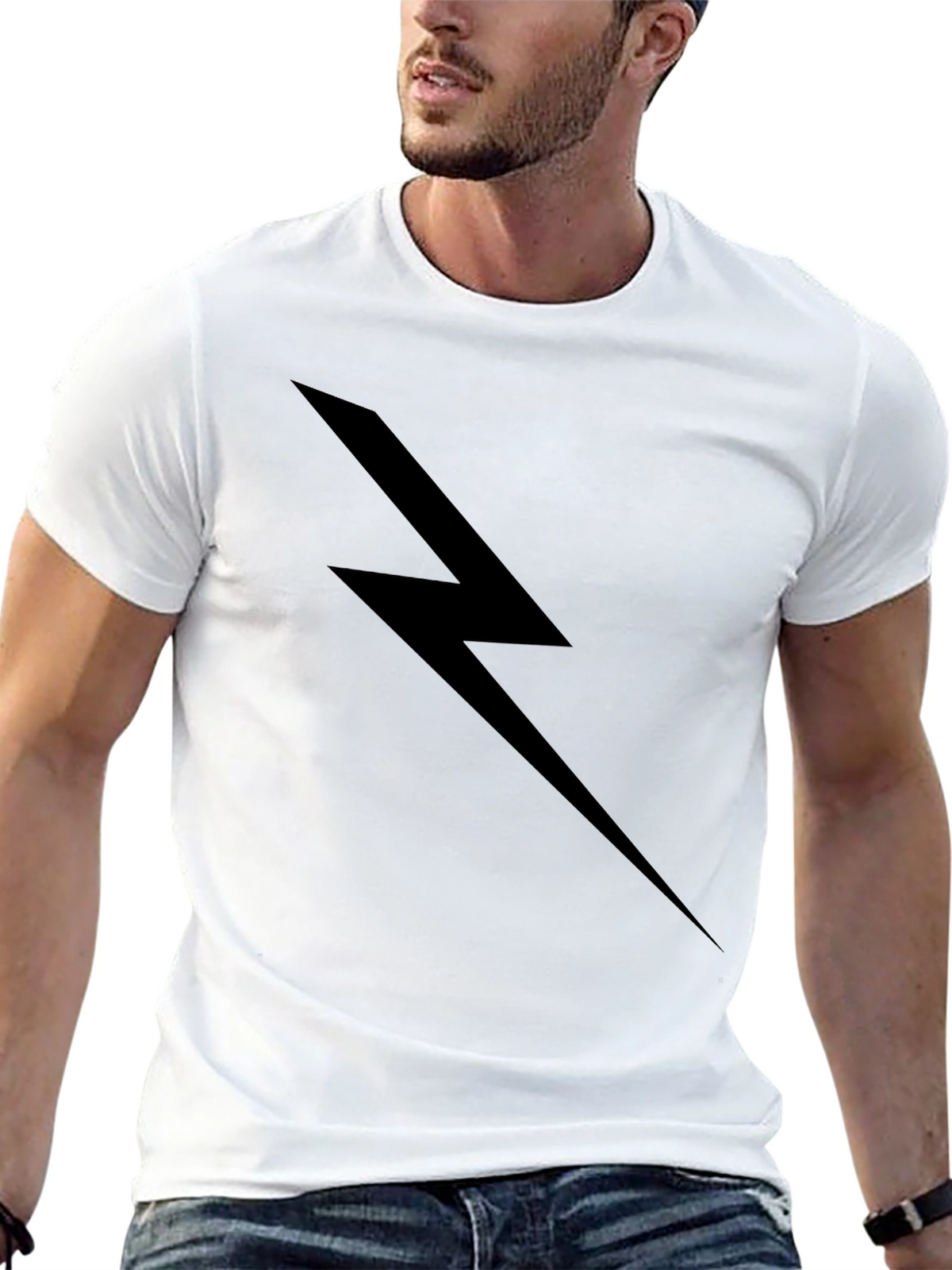 Black Lightning Bolt Graphic T-Shirt