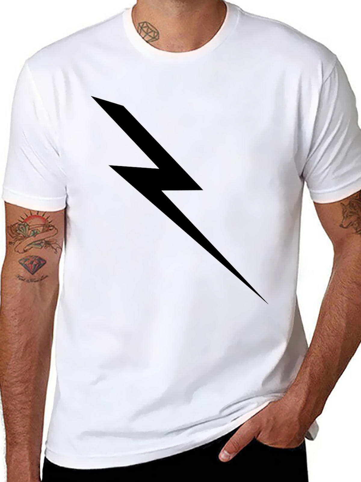 Black Lightning Bolt Graphic T-Shirt