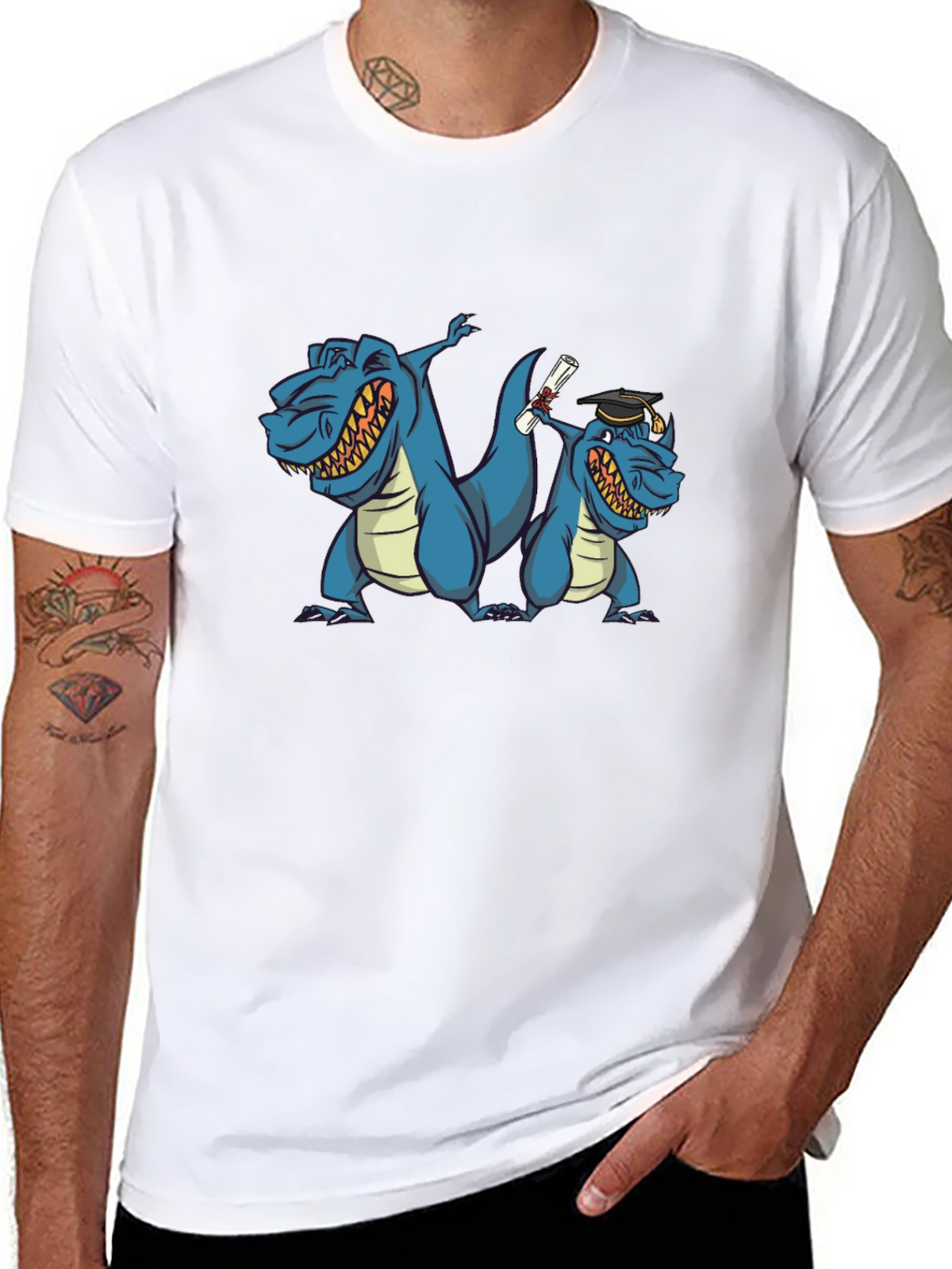 Funny Dinosaur Graduation Black T-Shirt