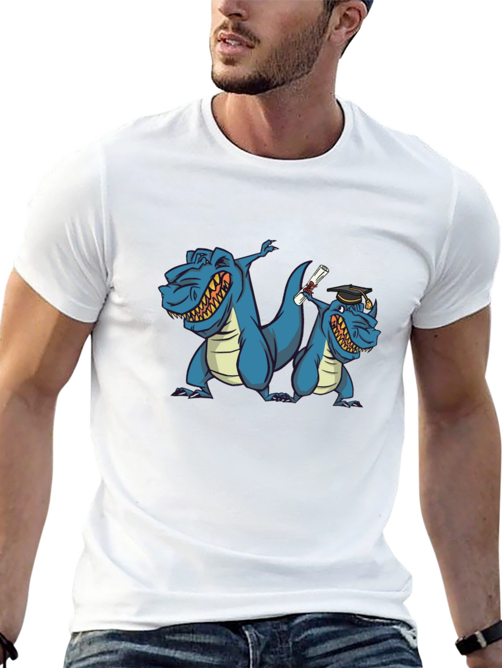 Funny Dinosaur Graduation Black T-Shirt