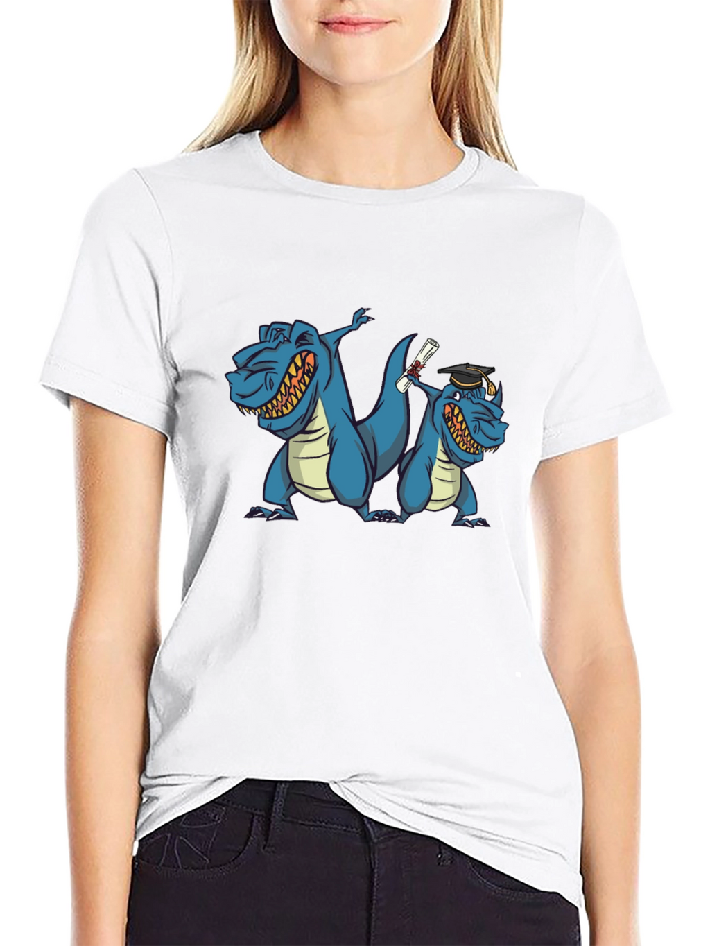 Funny Dinosaur Graduation Black T-Shirt
