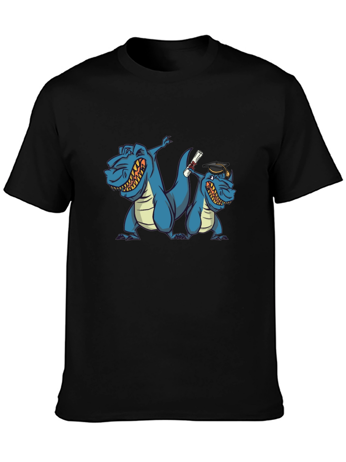 Funny Dinosaur Graduation Black T-Shirt