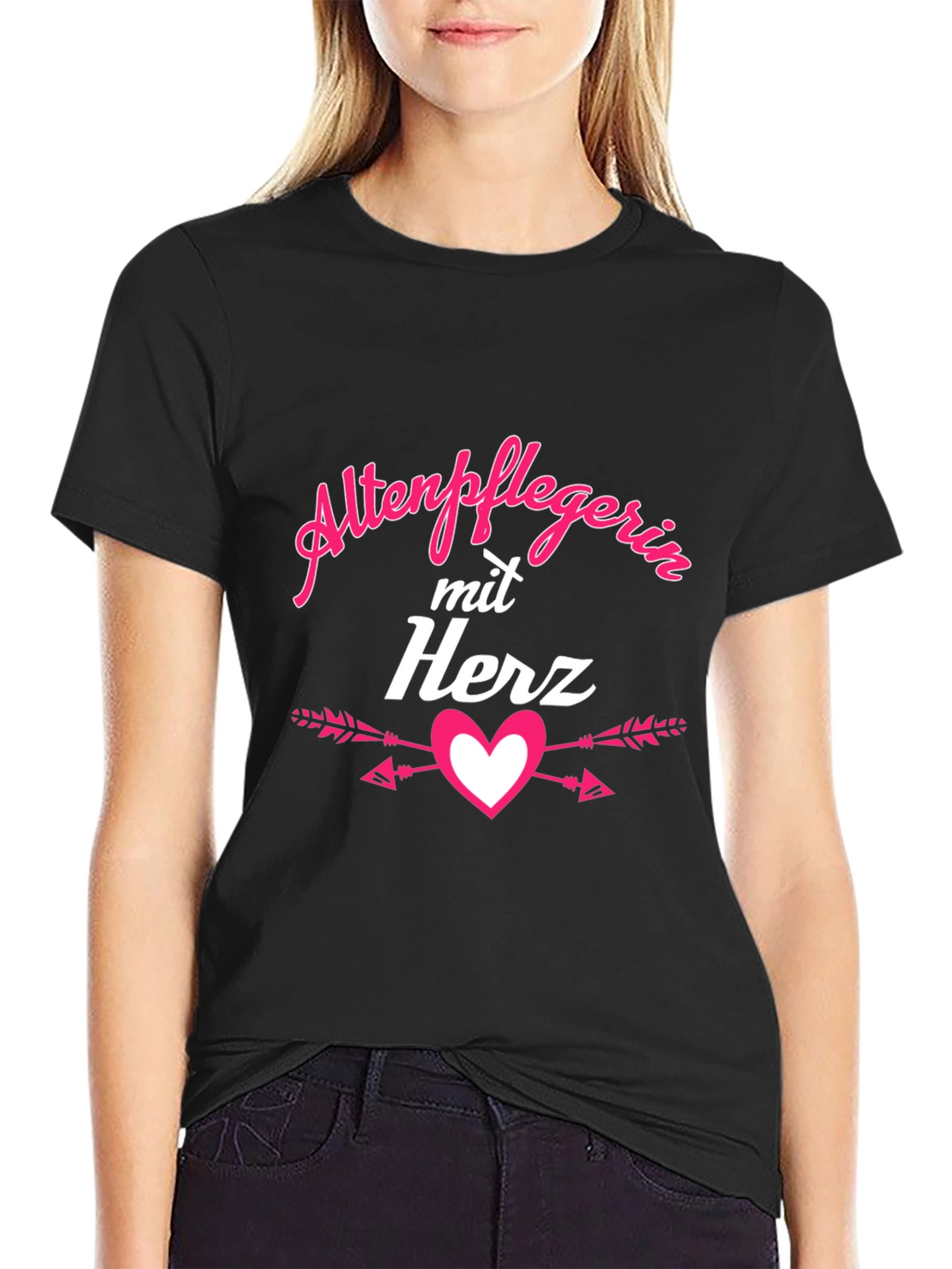 Altenpflegerin mit Herz Black T-Shirt