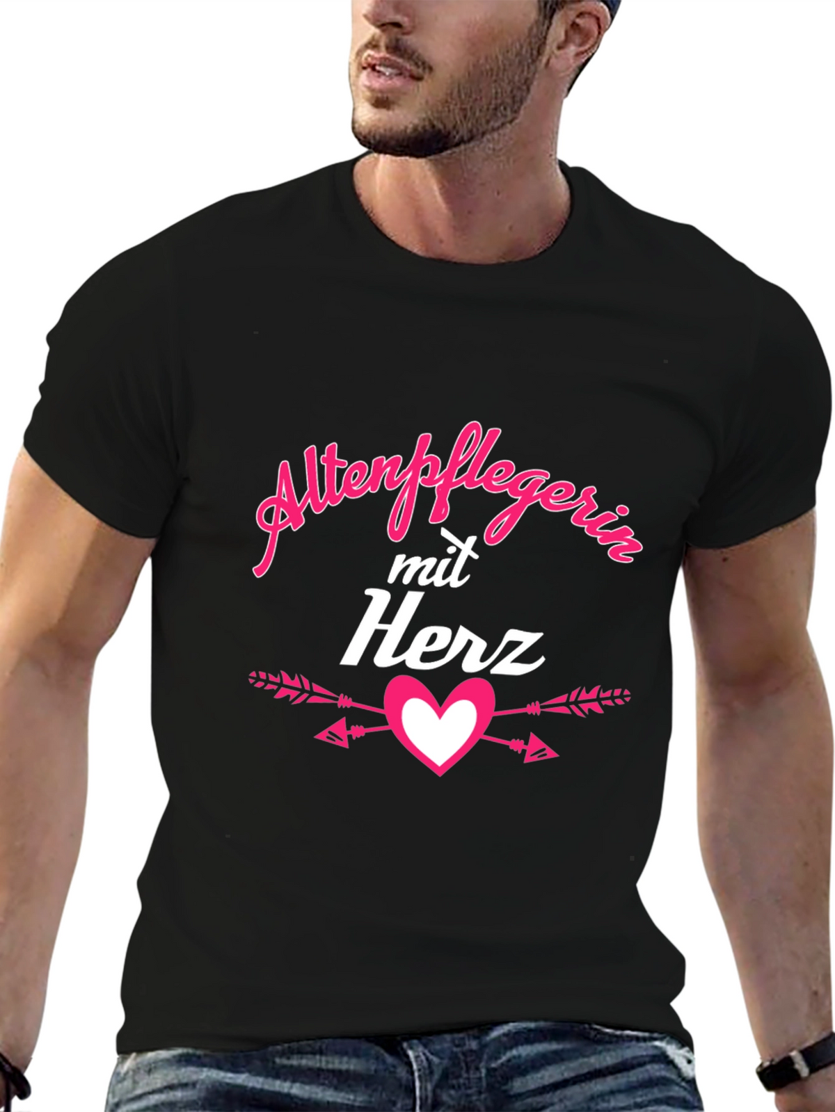 Altenpflegerin mit Herz Black T-Shirt
