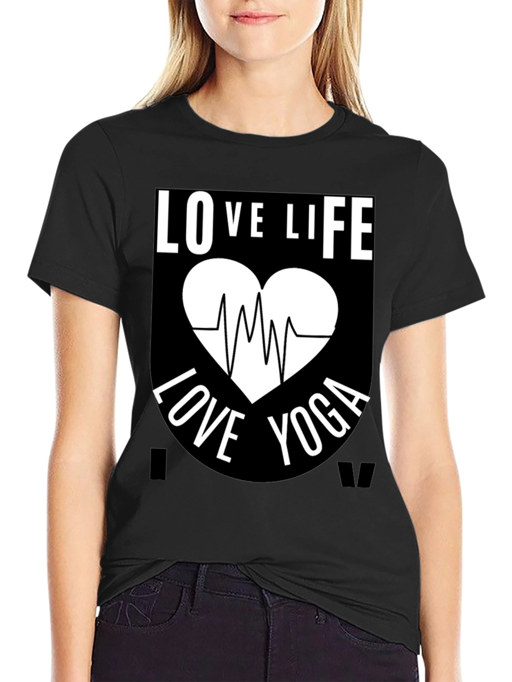 Love Life Yoga Graphic T-Shirt - Black