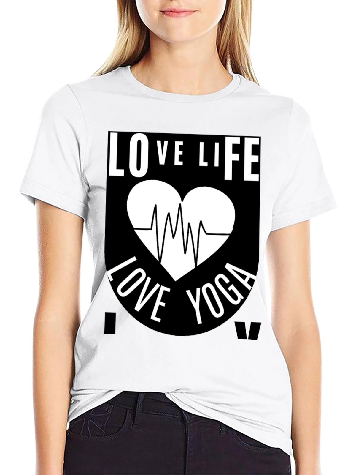 Love Life Yoga Graphic T-Shirt - Black