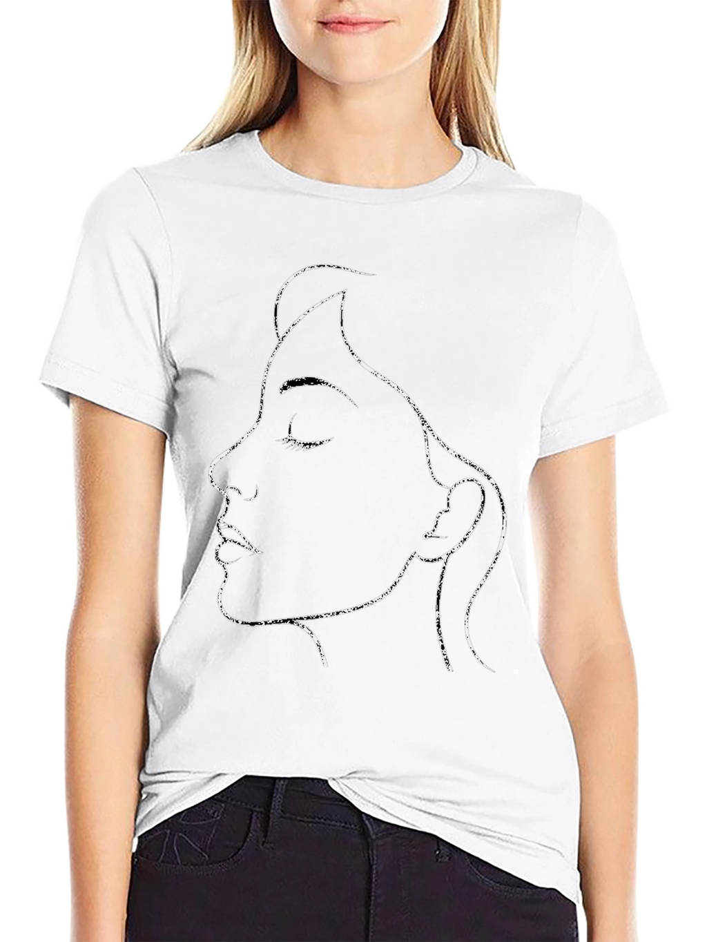 Womans Profile Line Art Graphic T-Shirt