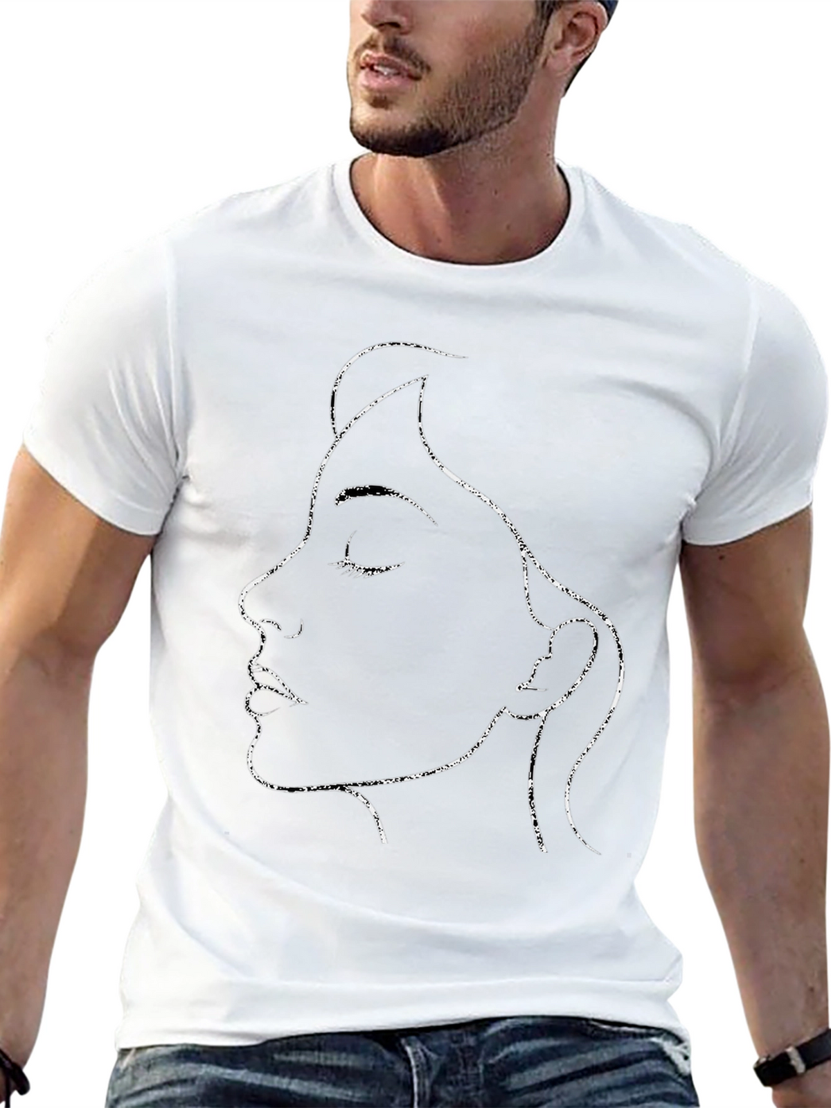 Womans Profile Line Art Graphic T-Shirt