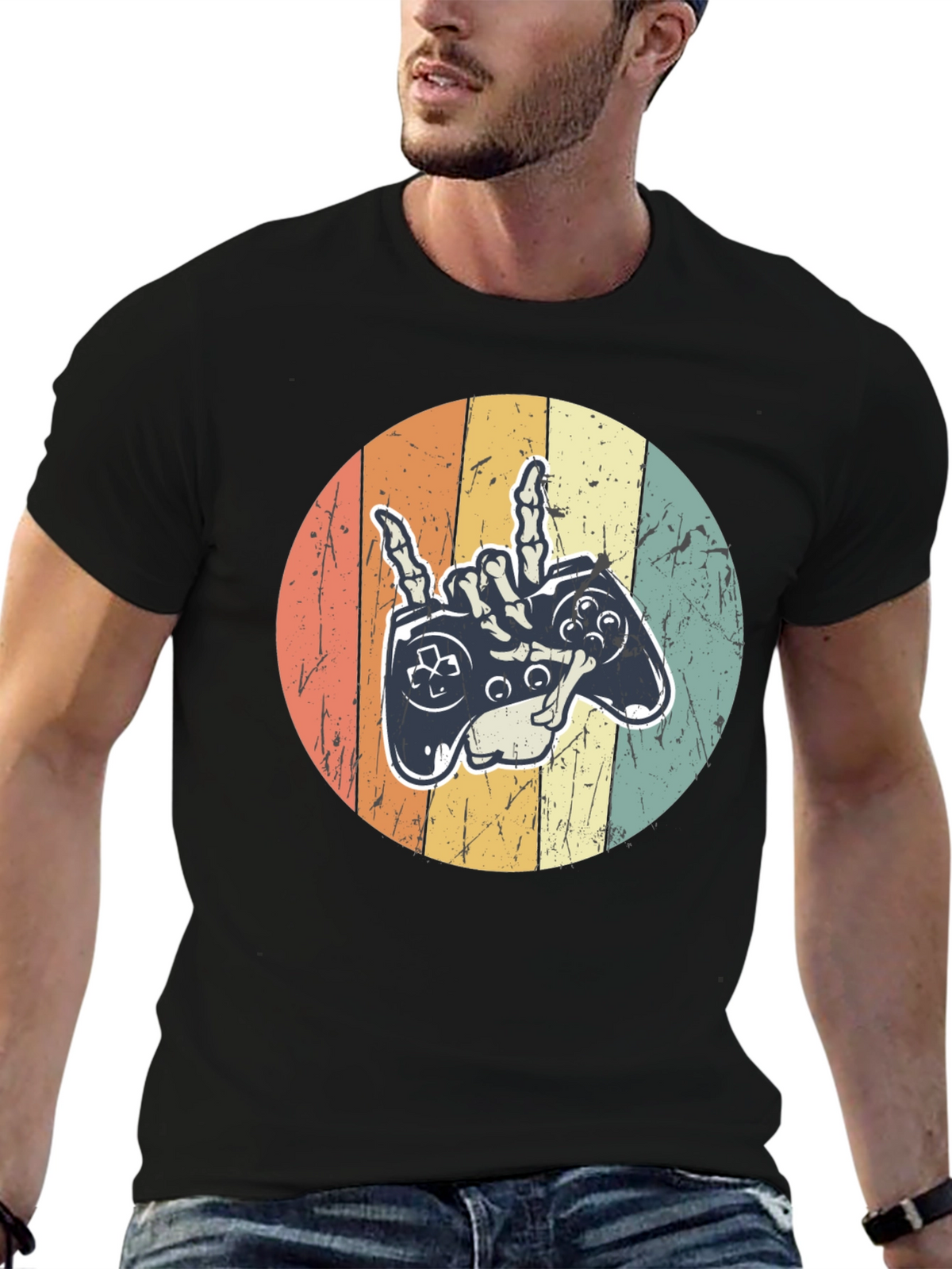 Gamer Skeleton Hand Graphic Tee