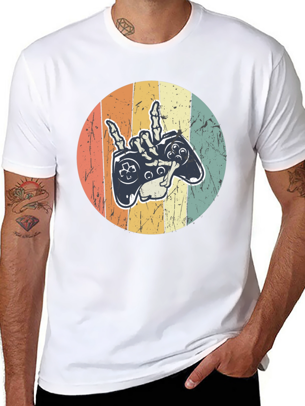 Gamer Skeleton Hand Graphic Tee