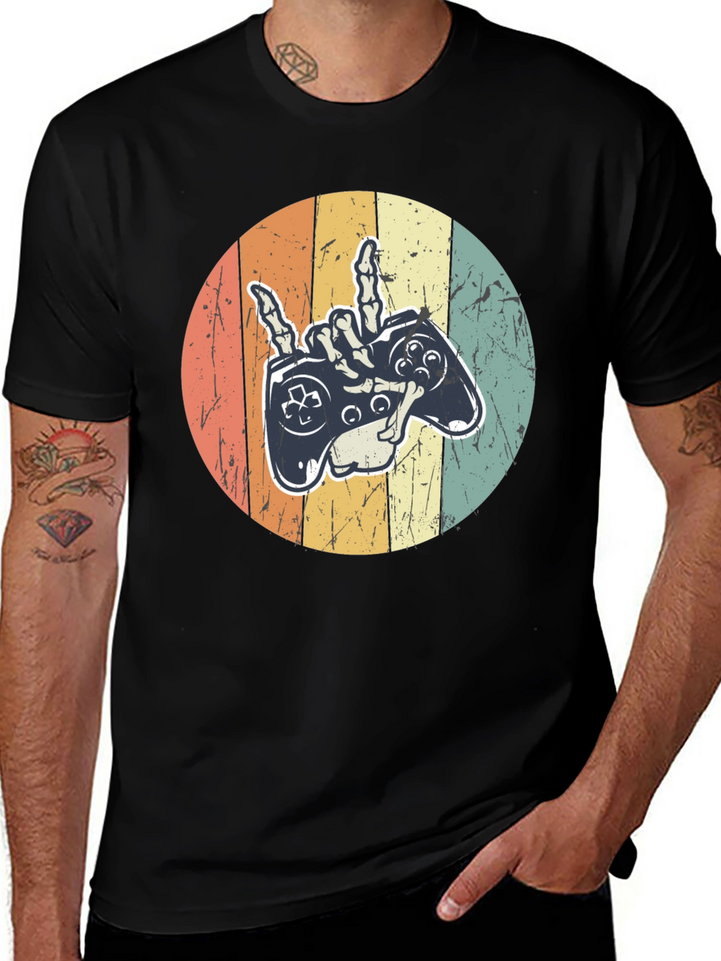 Gamer Skeleton Hand Graphic Tee
