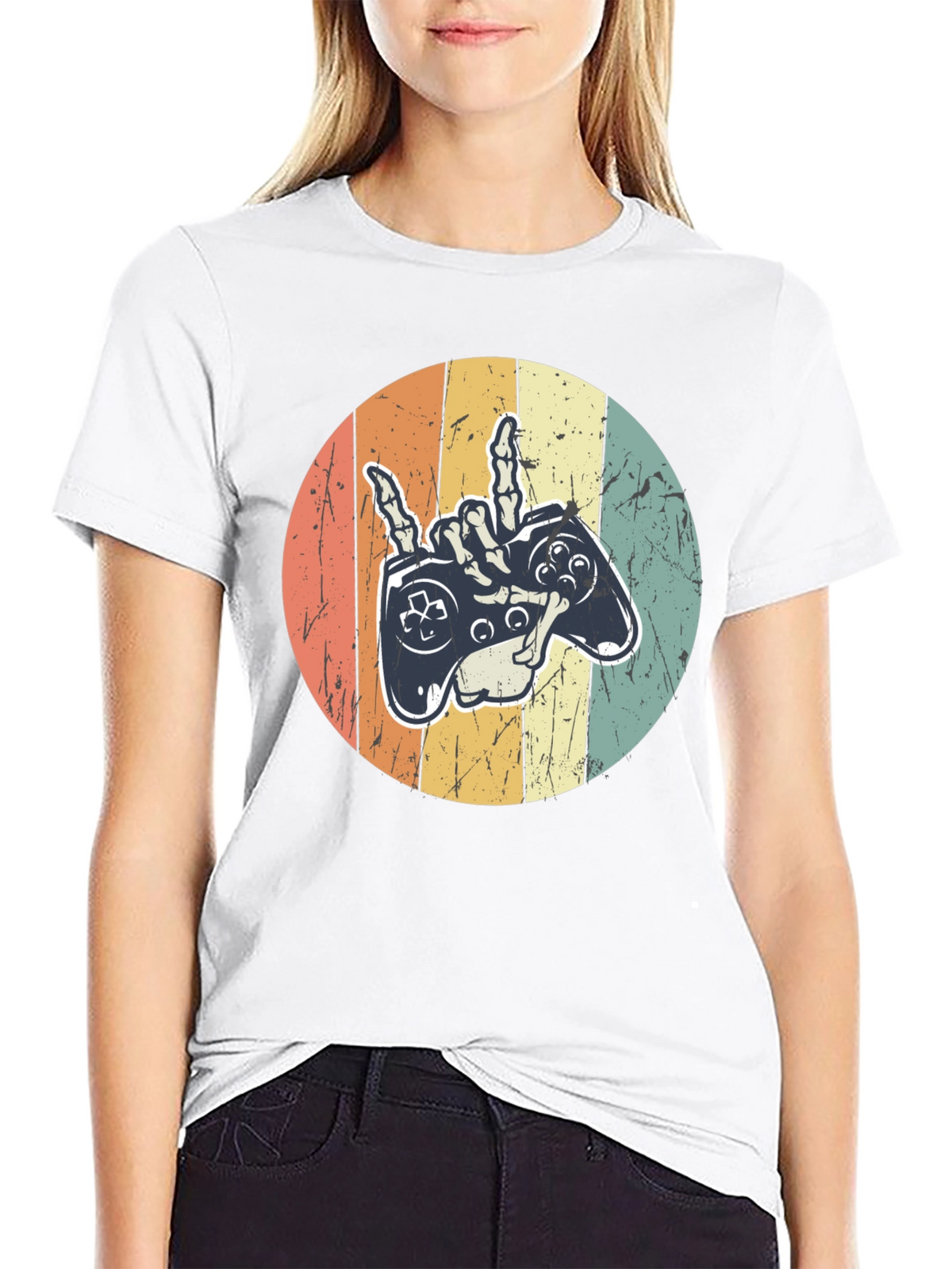 Gamer Skeleton Hand Graphic Tee