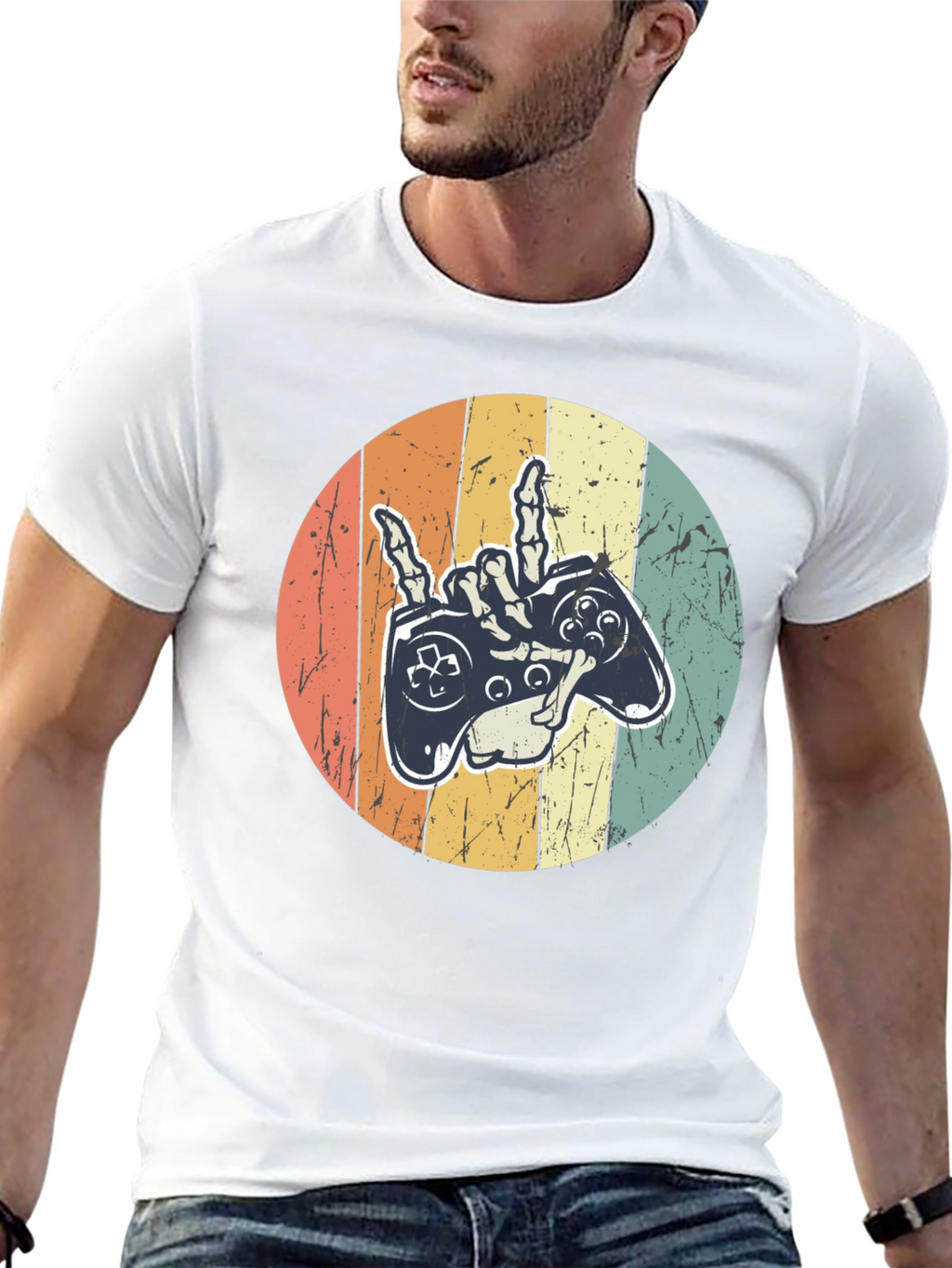 Gamer Skeleton Hand Graphic Tee