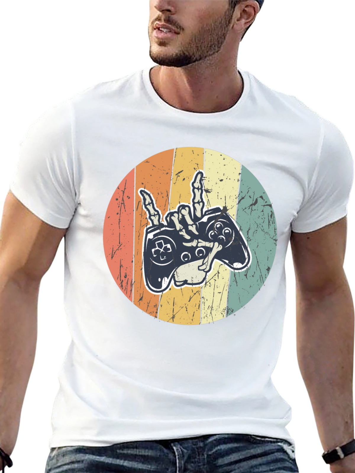 Gamer Skeleton Hand Graphic Tee