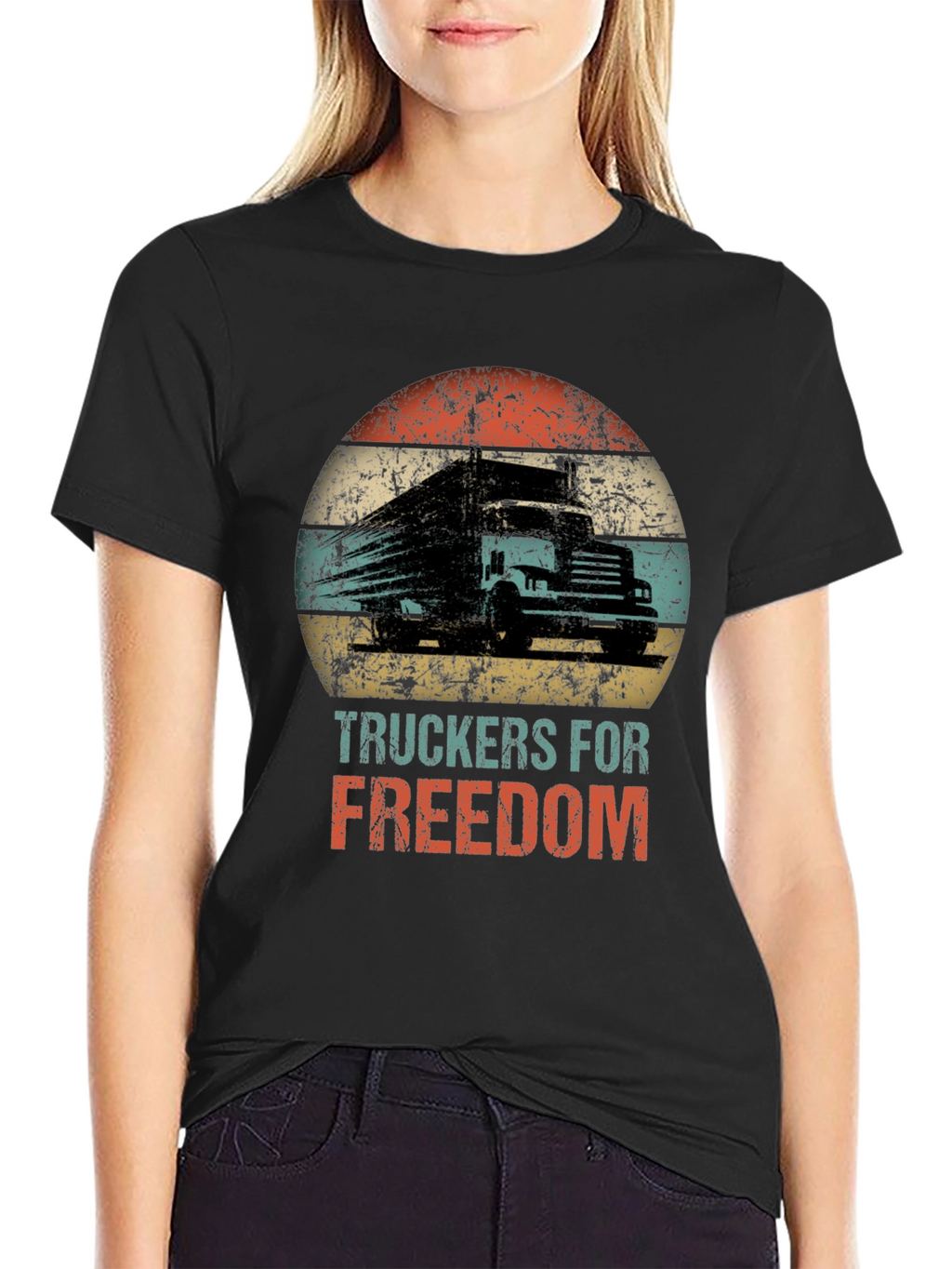 Truckers for Freedom Graphic Tee - Black Cotton