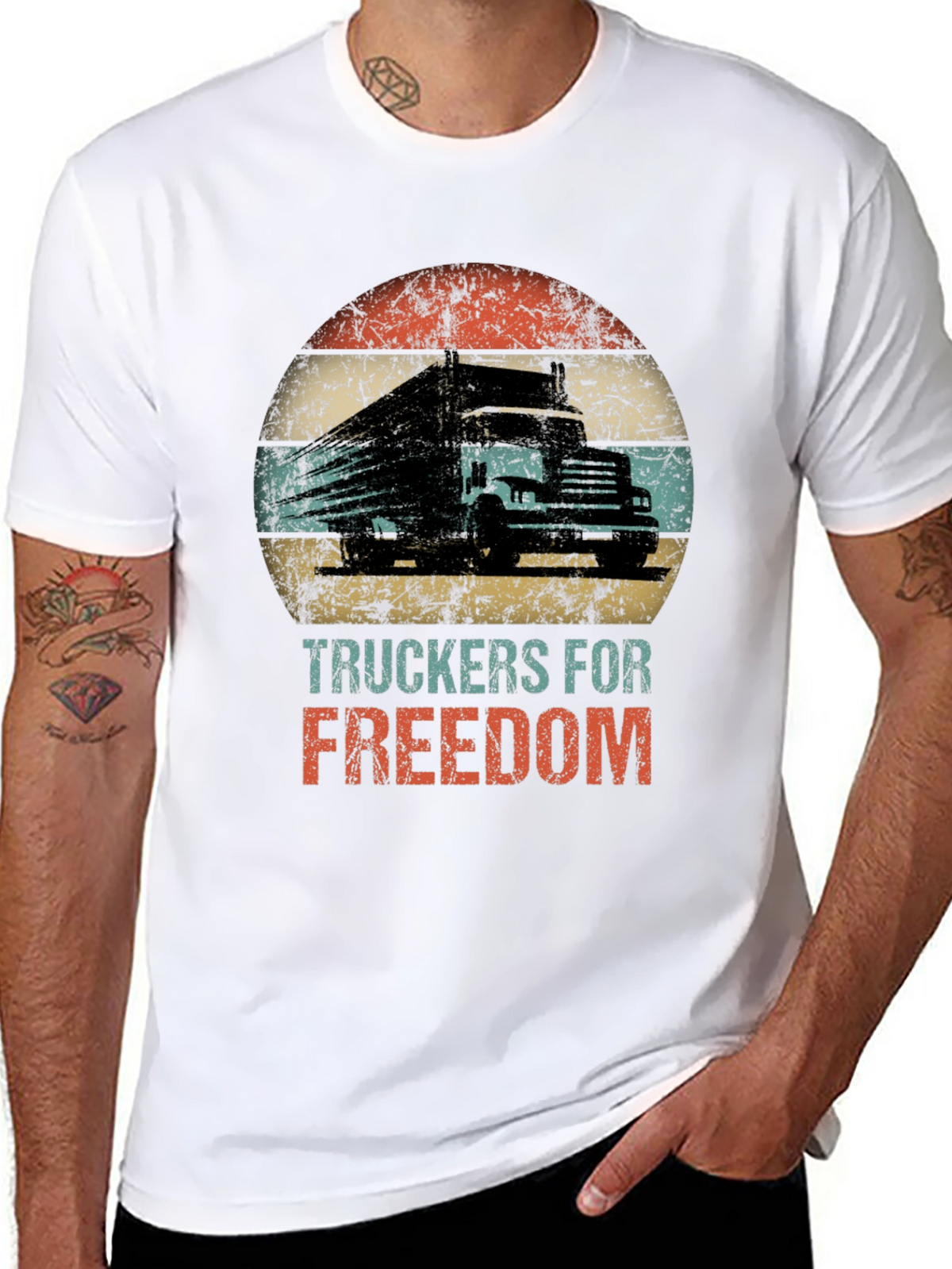 Truckers for Freedom Graphic Tee - Black Cotton