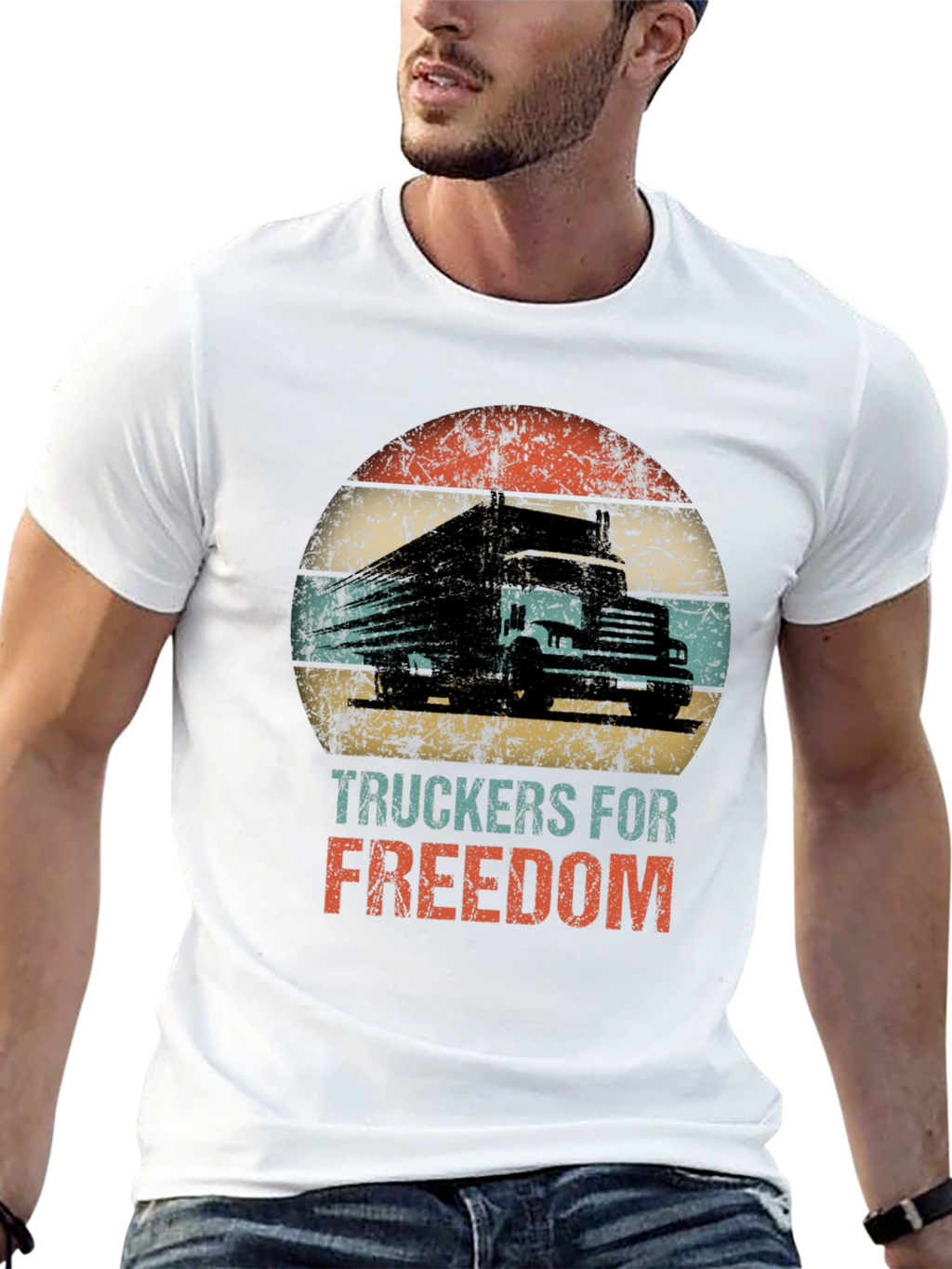 Truckers for Freedom Graphic Tee - Black Cotton