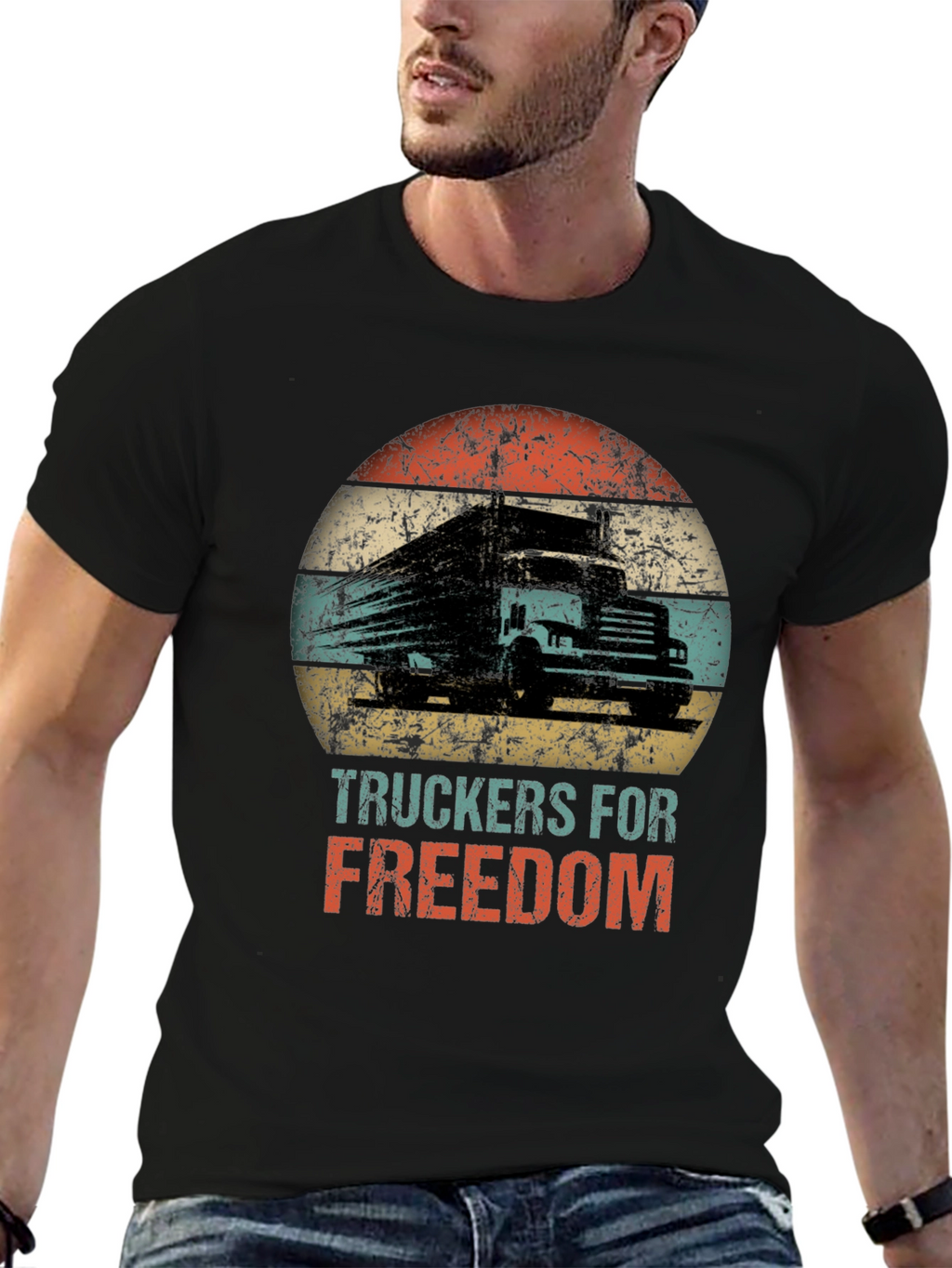 Truckers for Freedom Graphic Tee - Black Cotton
