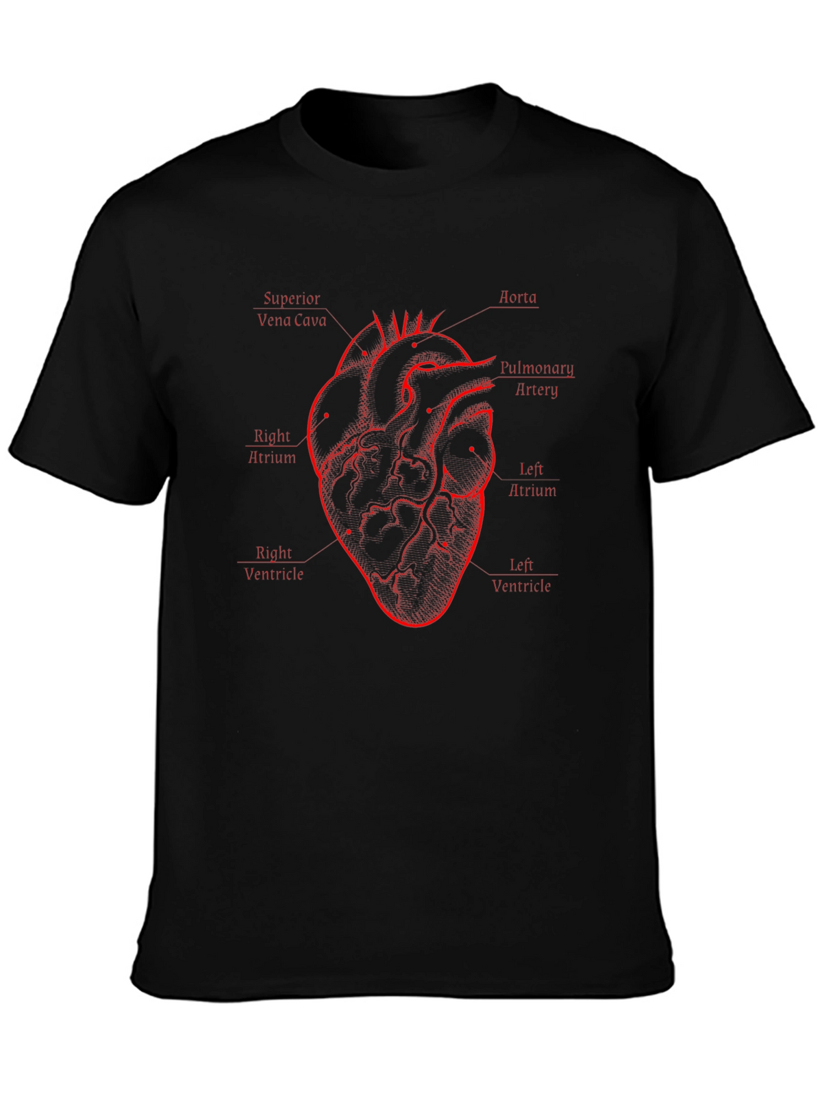 Anatomical Heart Diagram Black T-Shirt