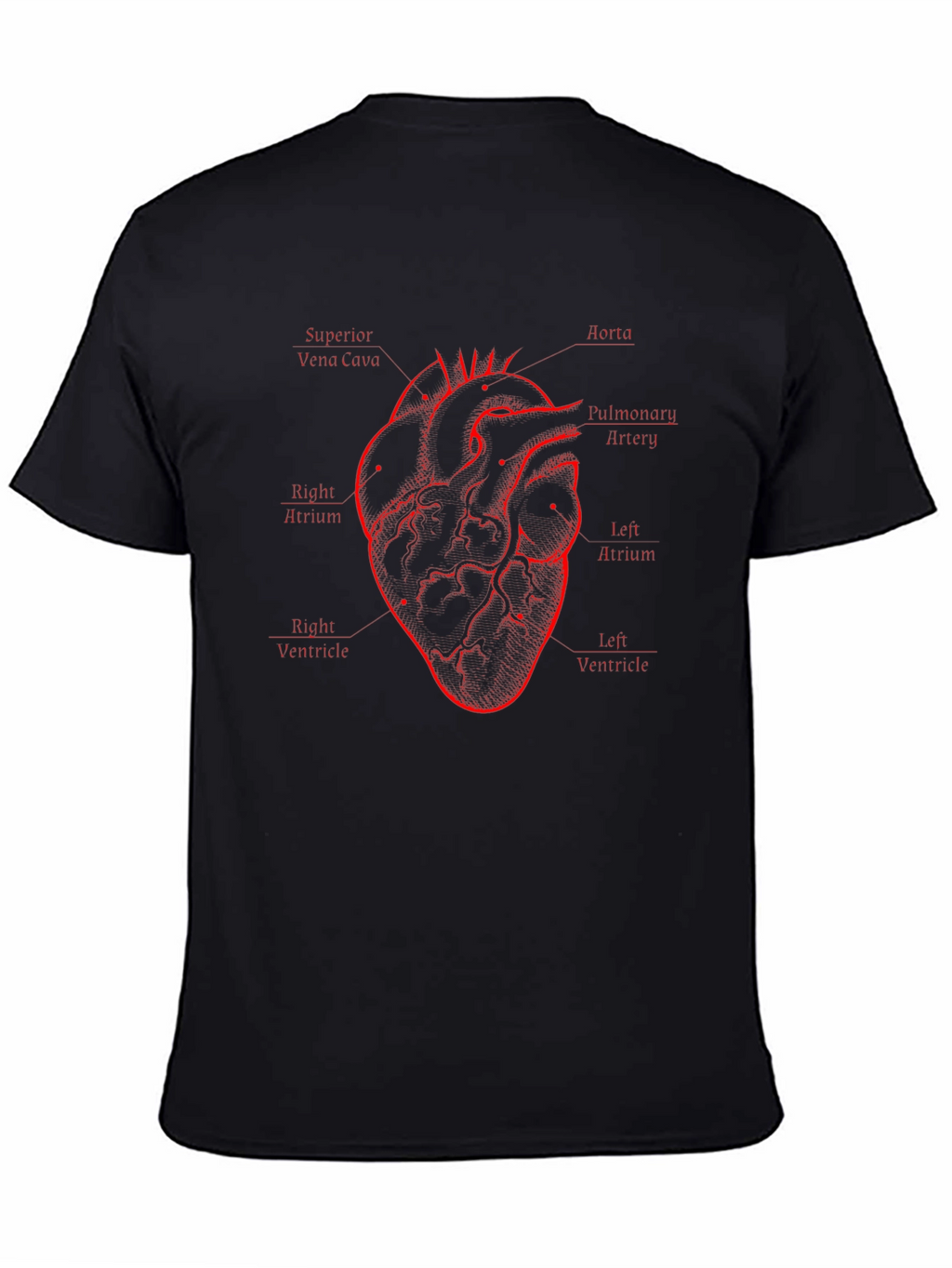 Anatomical Heart Diagram Black T-Shirt