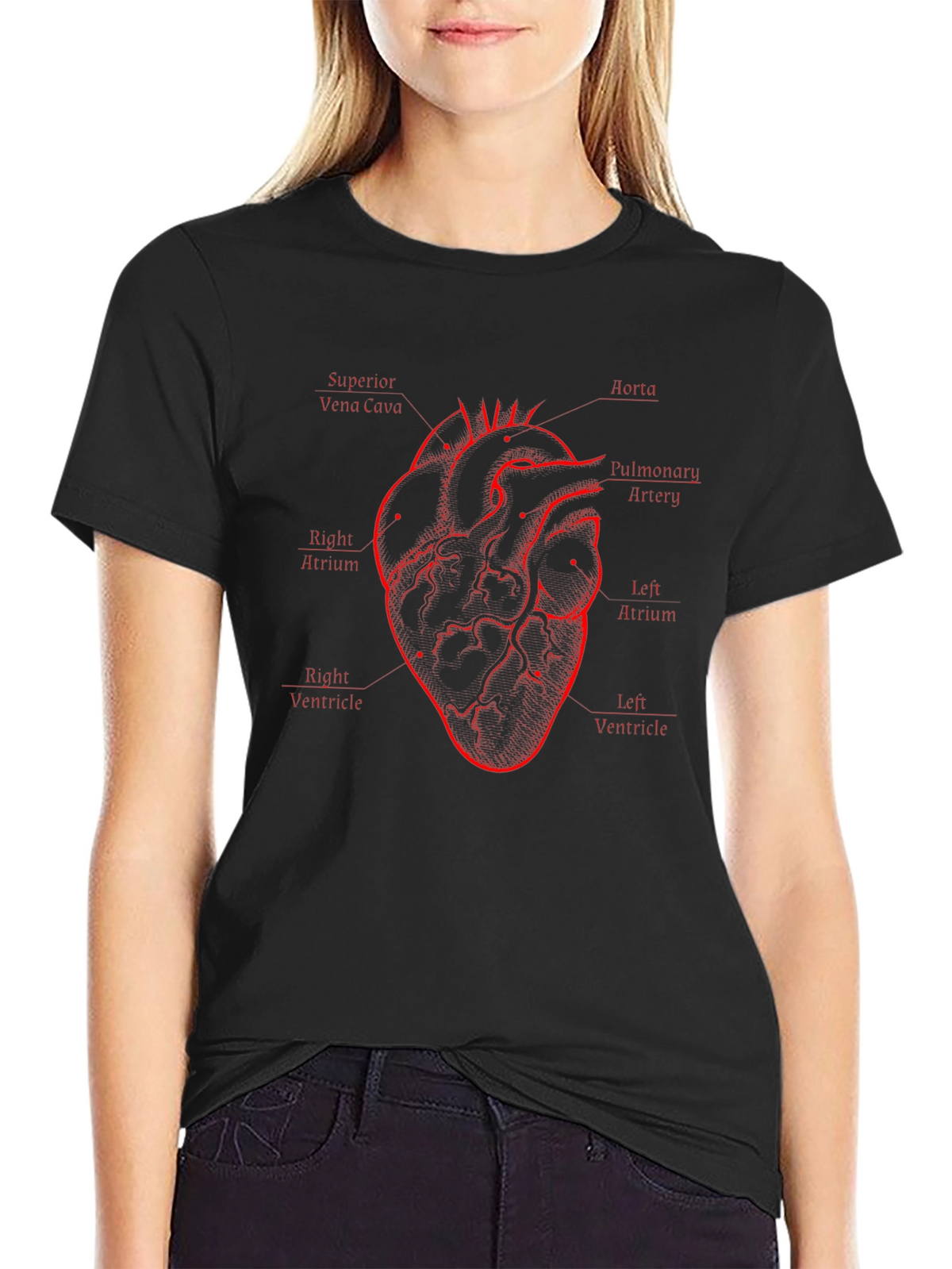 Anatomical Heart Diagram Black T-Shirt