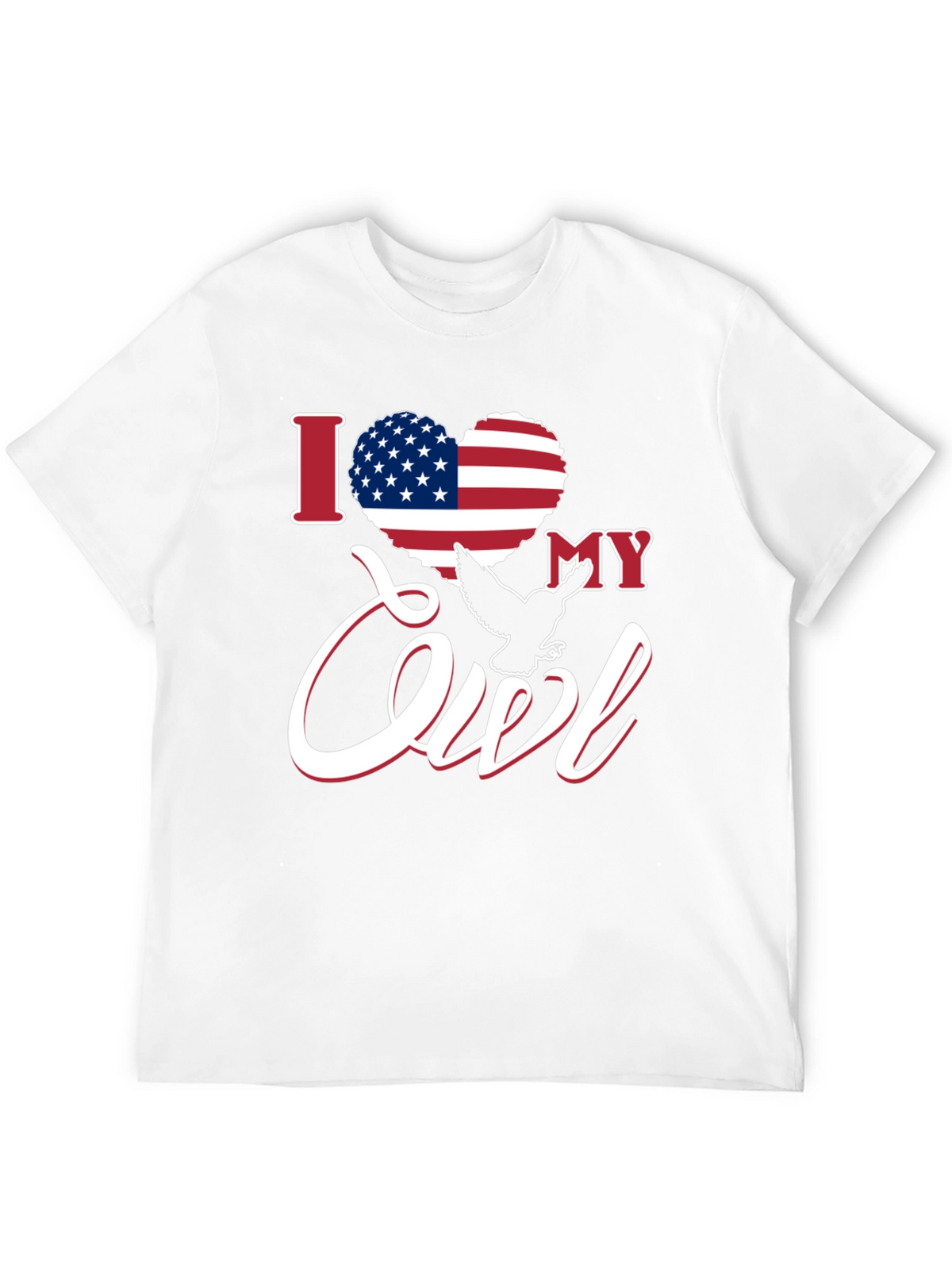 I Love My Owl USA Flag Heart Patriotic T-Shirt