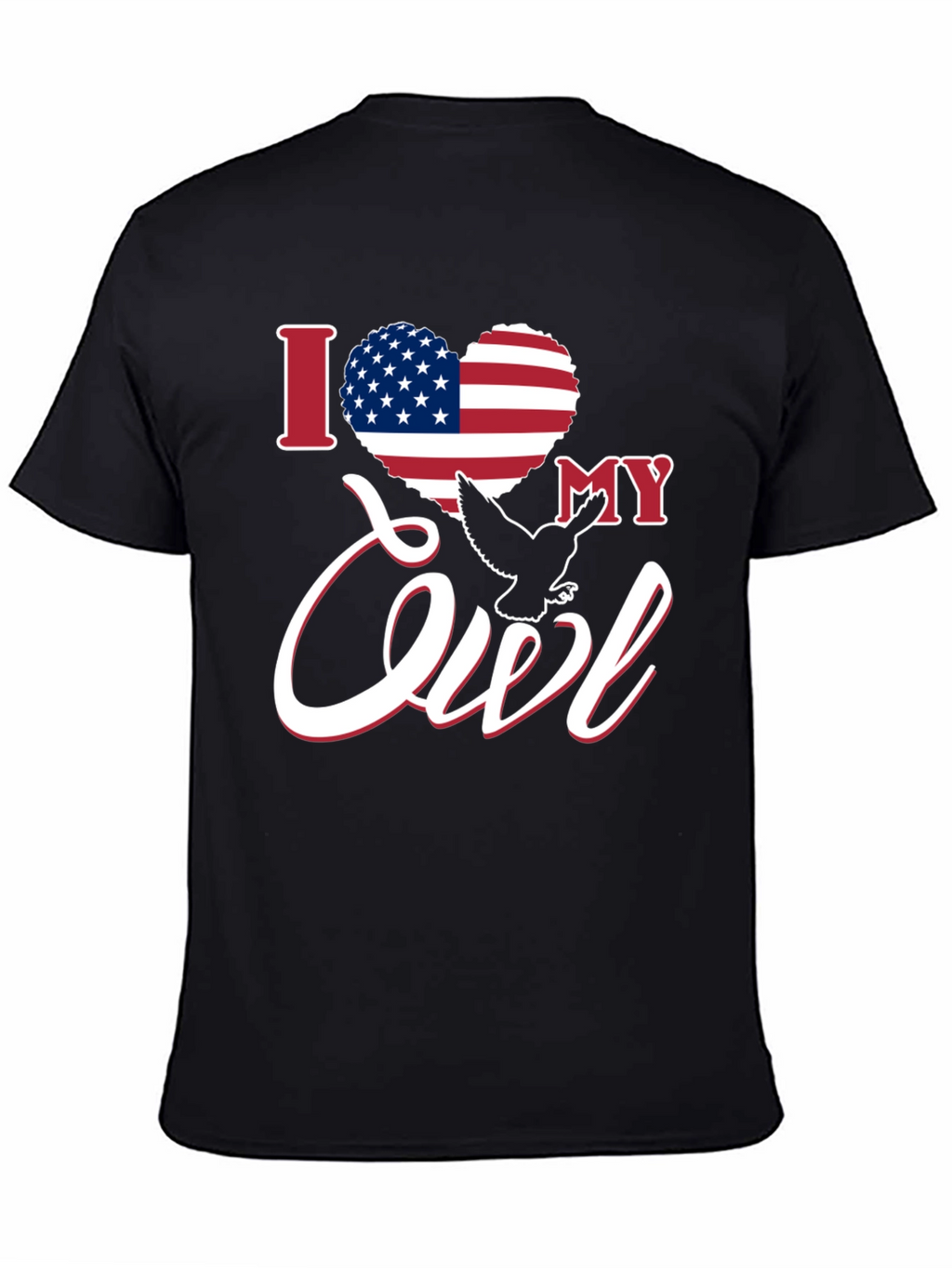 I Love My Owl USA Flag Heart Patriotic T-Shirt