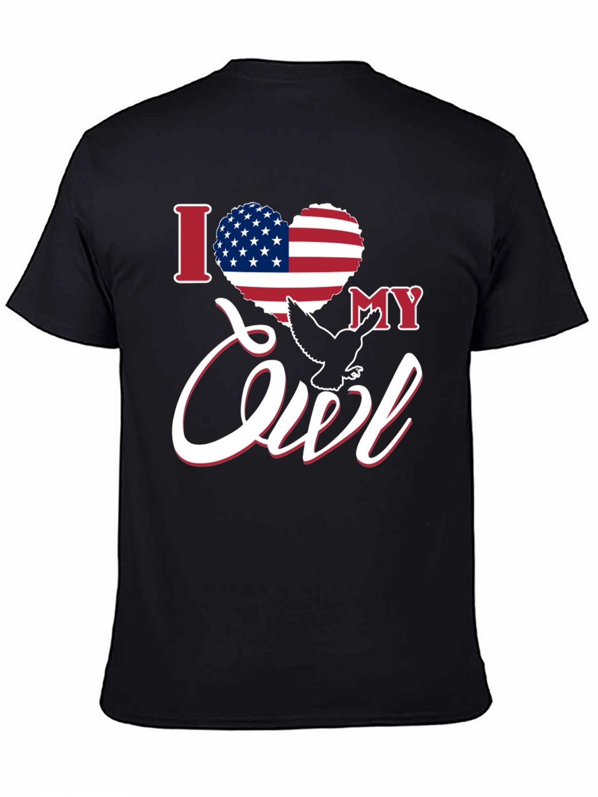 I Love My Owl USA Flag Heart Patriotic T-Shirt